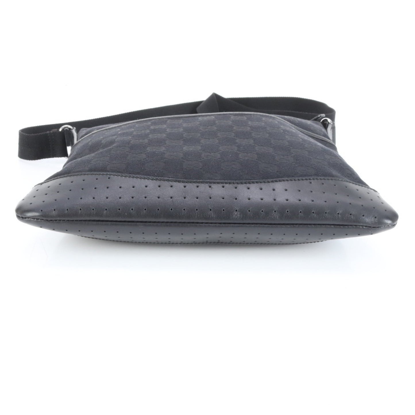 Gucci Black Leather Canvas Shoulder Bag