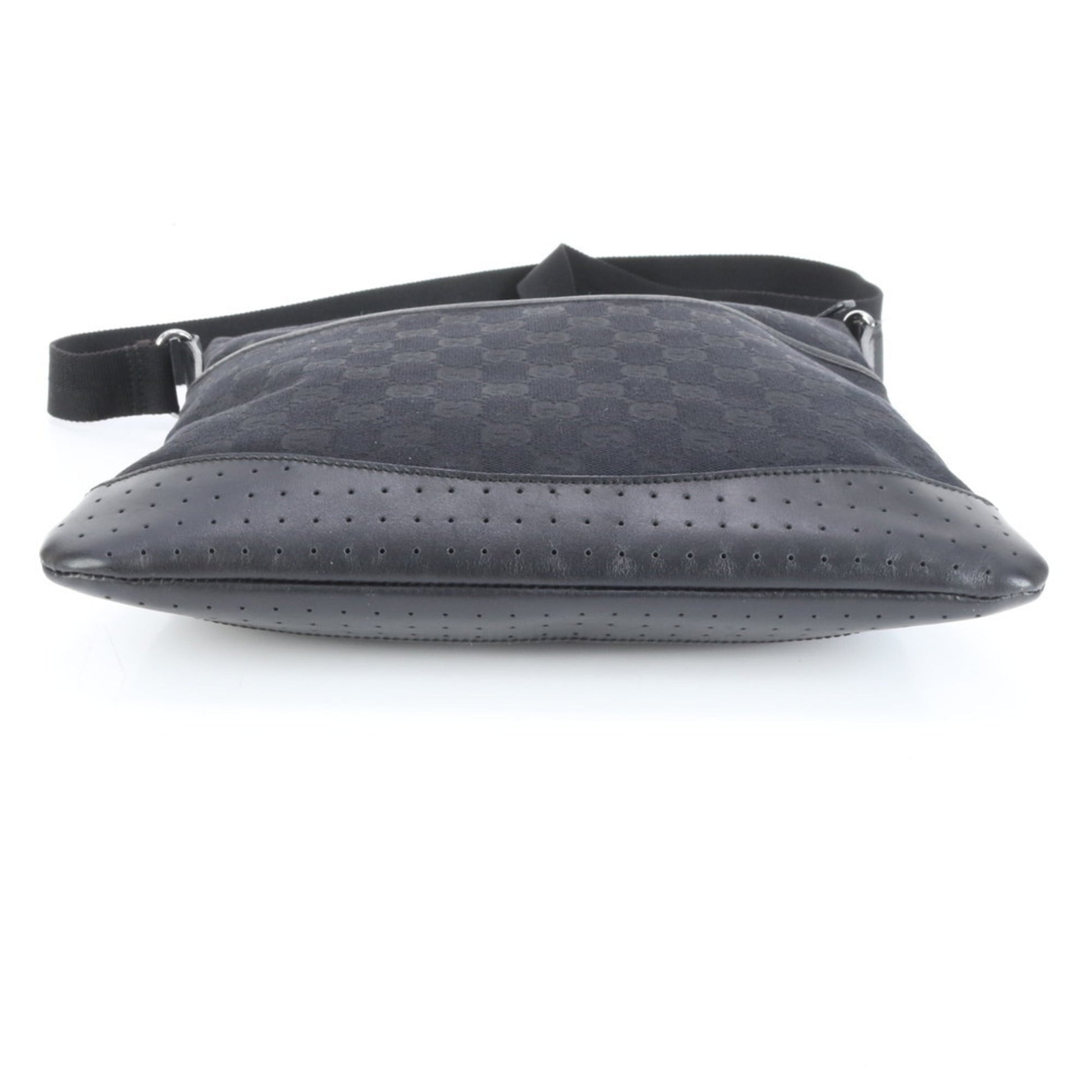 Gucci Black Leather Canvas Shoulder Bag