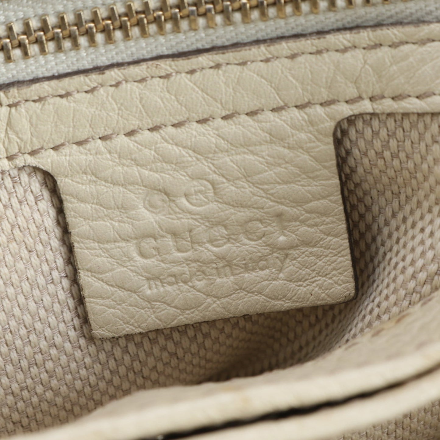 Gucci Beige Leather Canvas Shoulder Bag