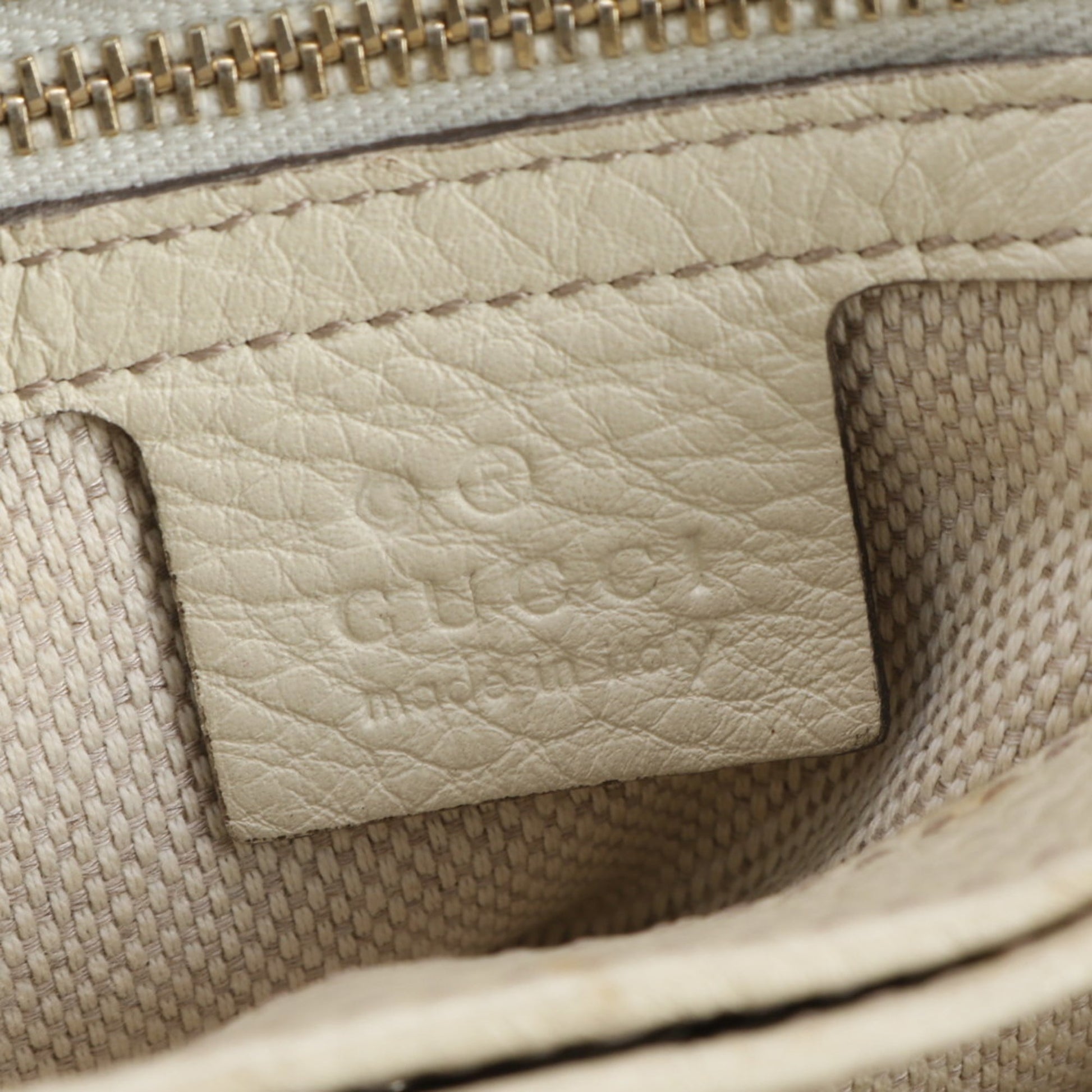 Gucci Beige Leather Canvas Shoulder Bag