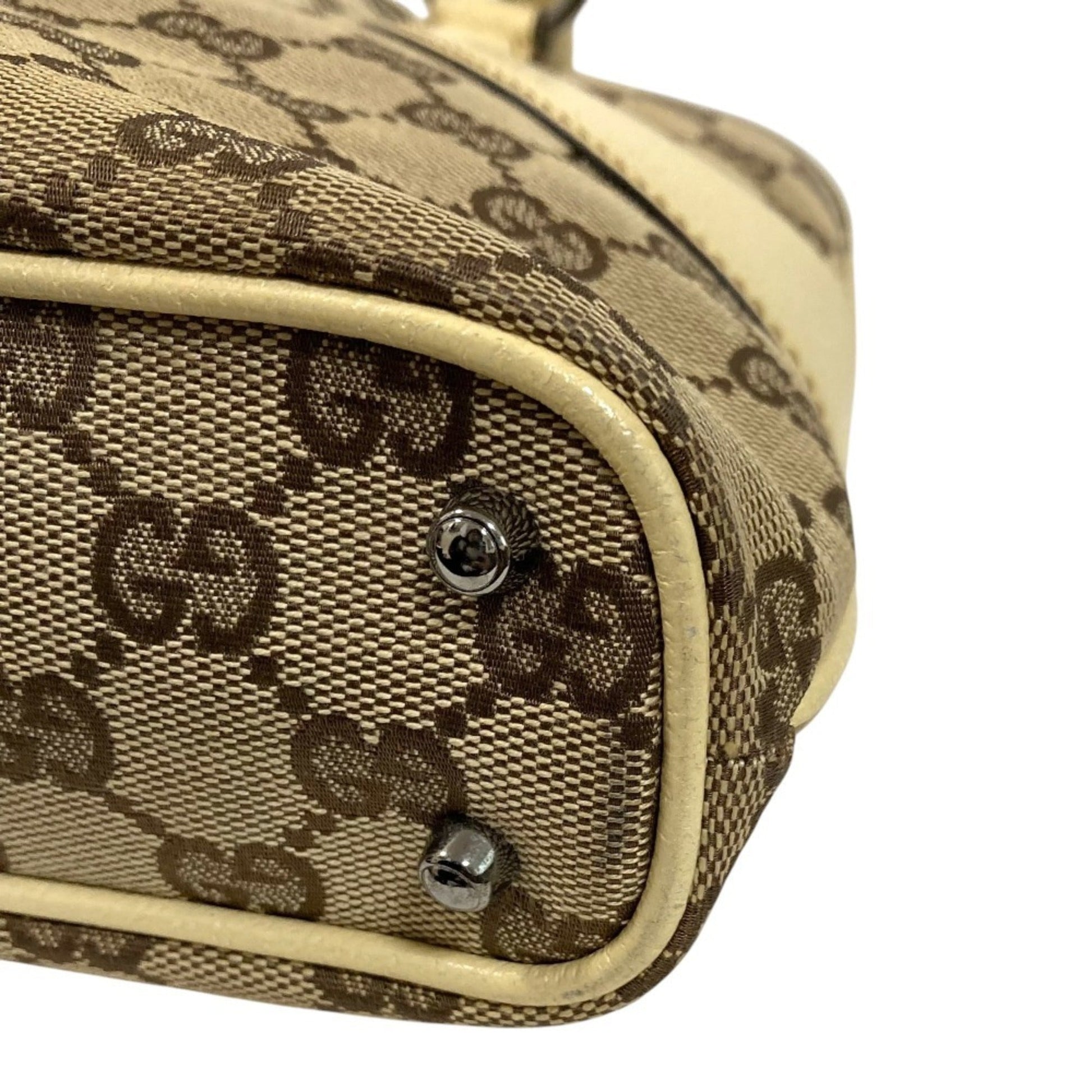 Gucci Beige Gg Canvas Leather Handbag
