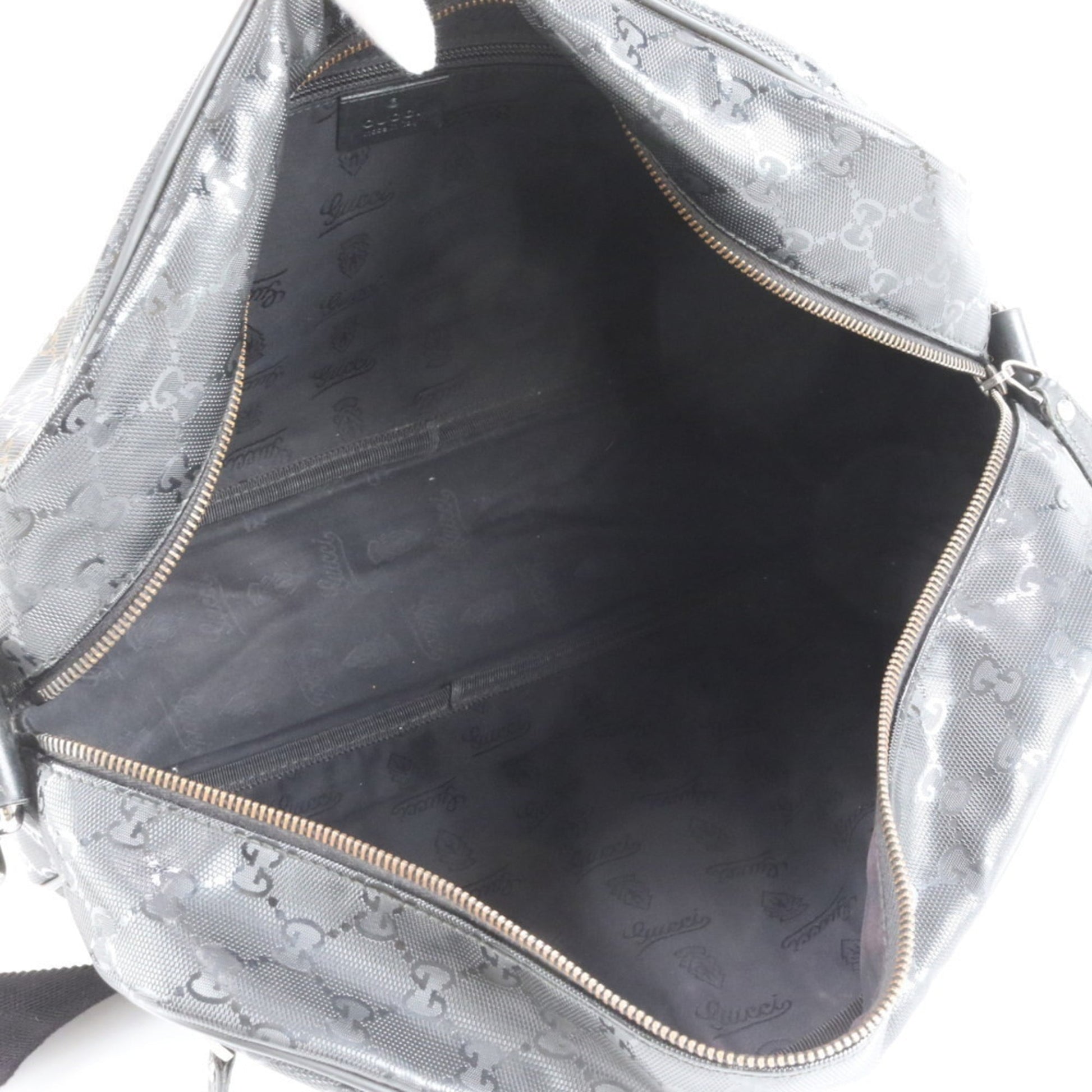 Gucci Black Leather Coated Canvas Shoulder Bag