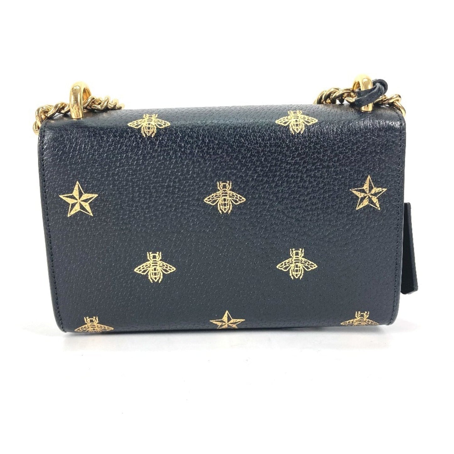 Gucci Black Gold Leather Pochette Shoulder Bag
