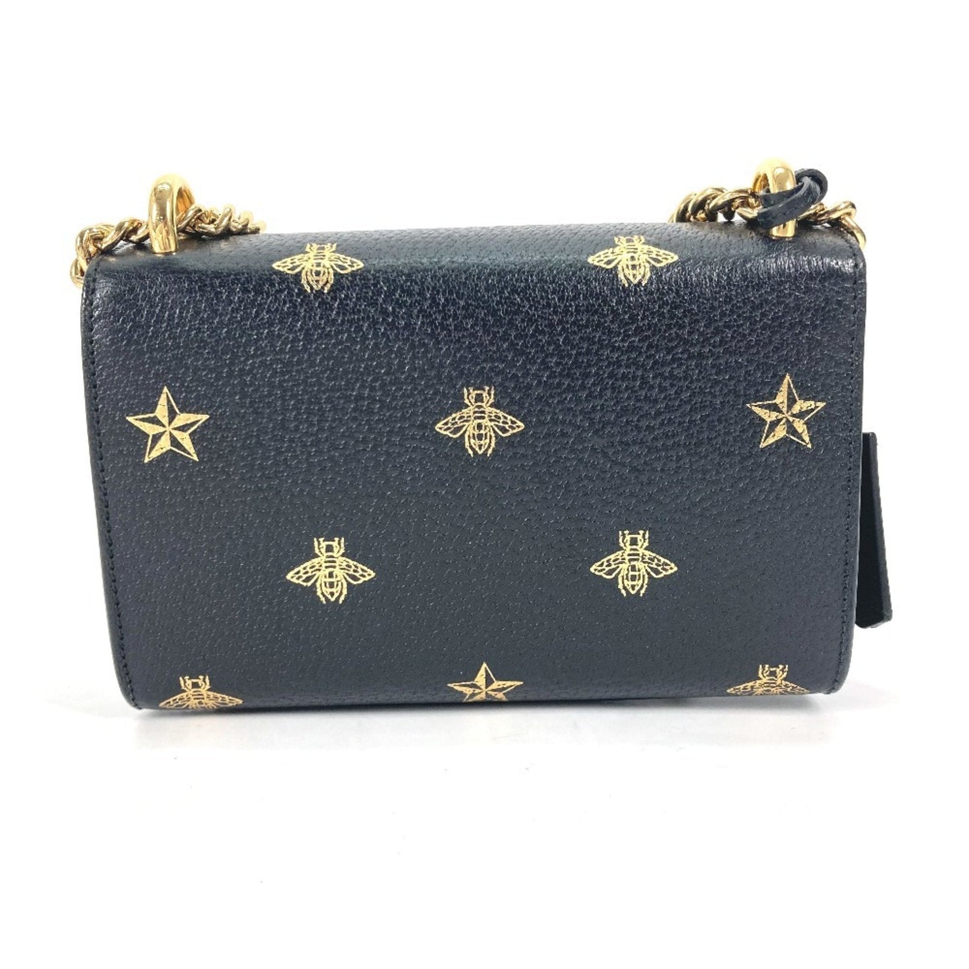Gucci Black Gold Leather Pochette Shoulder Bag