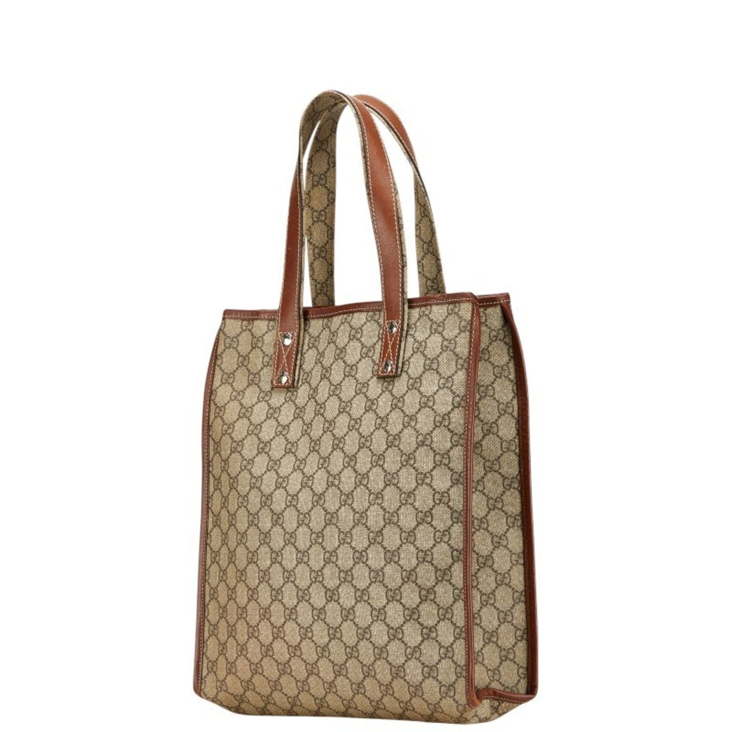 Gucci Beige Brown Pvc Leather Tote Bag