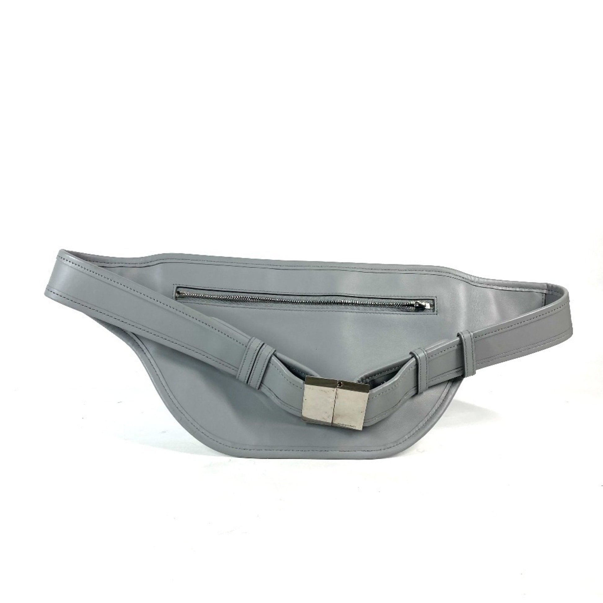 Burberry Fanny Pack Handbag Leather Gray Travel Bag