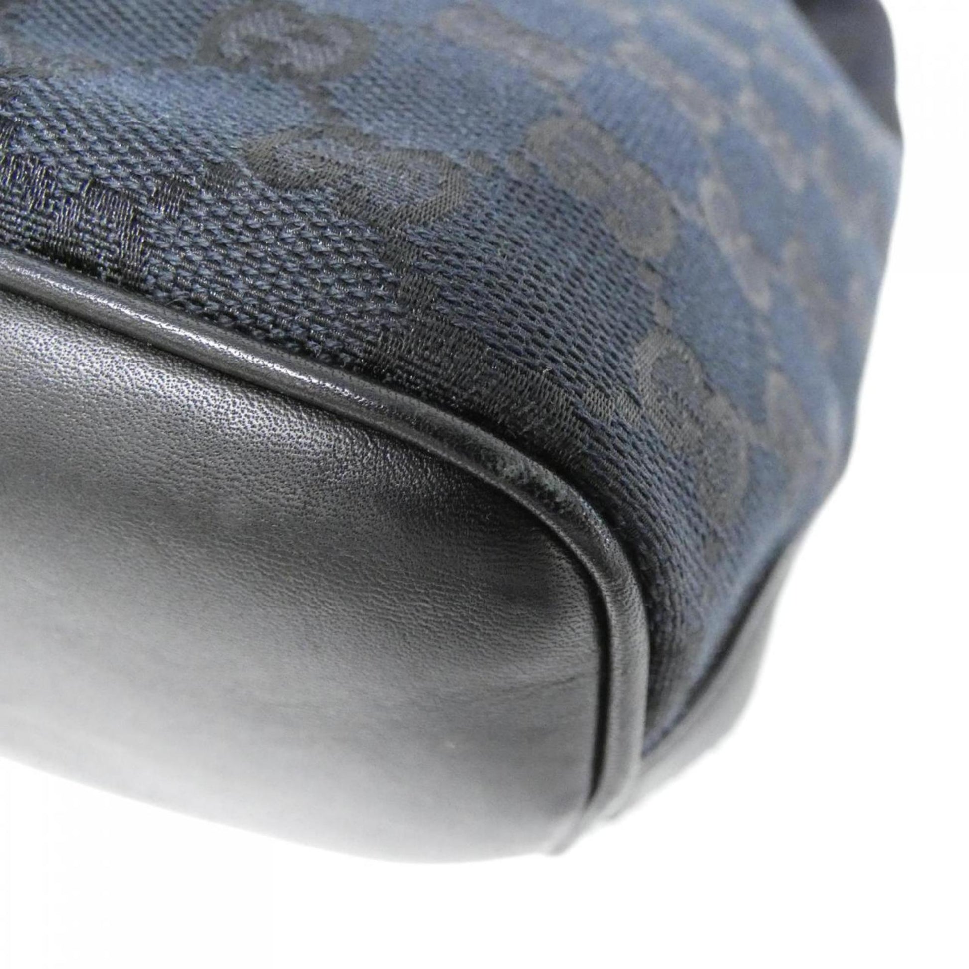 Gucci Black Gg Canvas Leather Shoulder Bag