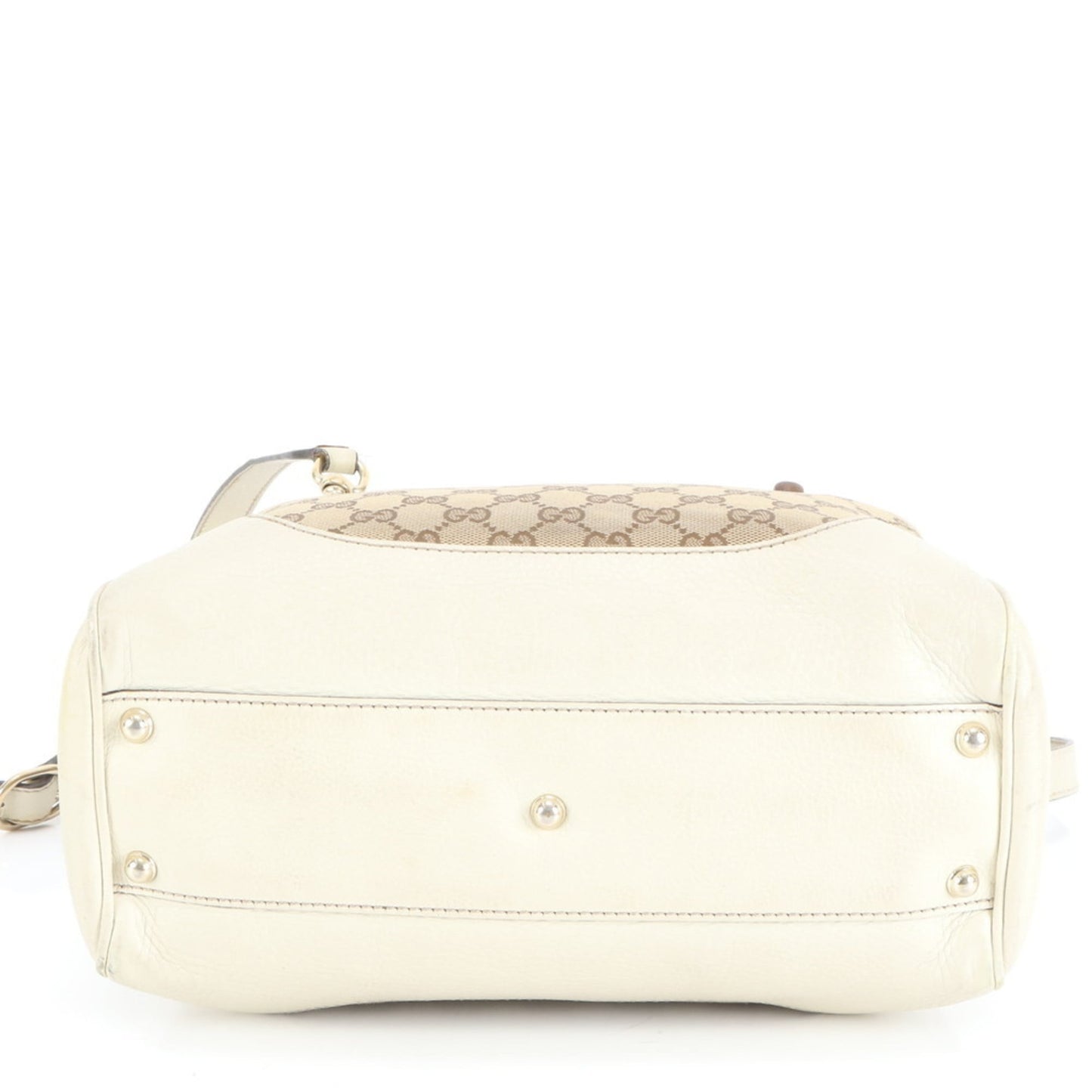 Gucci Beige Leather Canvas Shoulder Bag