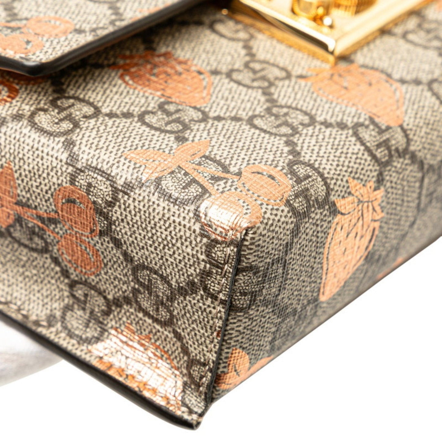 Gucci Padlock Beige Pvc Leather Handbag Shoulder Bag