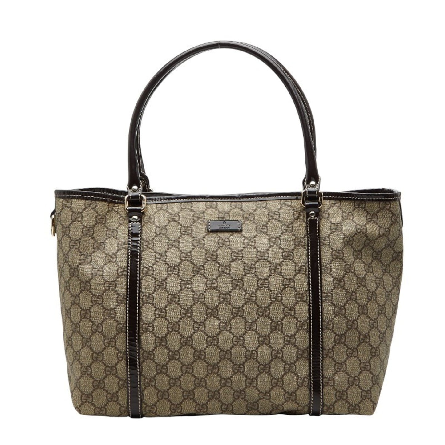 Gucci Beige Brown Pvc Leather Handbag Tote Bag