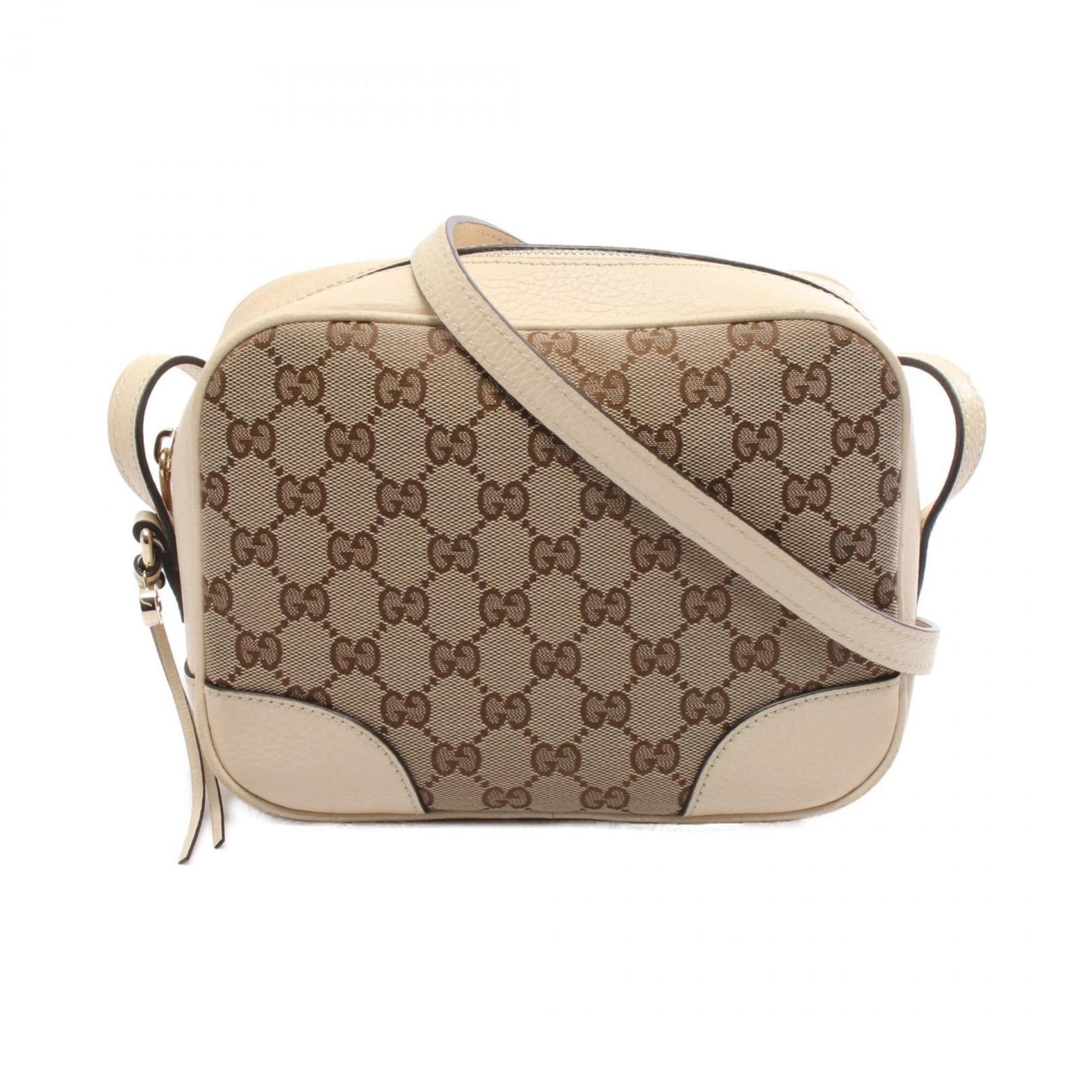 Gucci Beige Ivory Gg Canvas Leather Shoulder Bag
