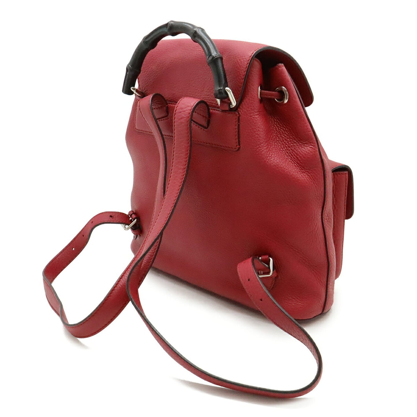 Gucci Red Color Bamboo Leather Backpack Shoulder Bag
