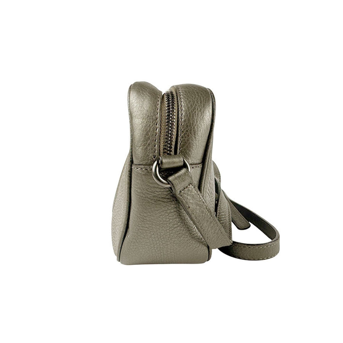 Gucci Gold Gray Khaki Leather Shoulder Bag