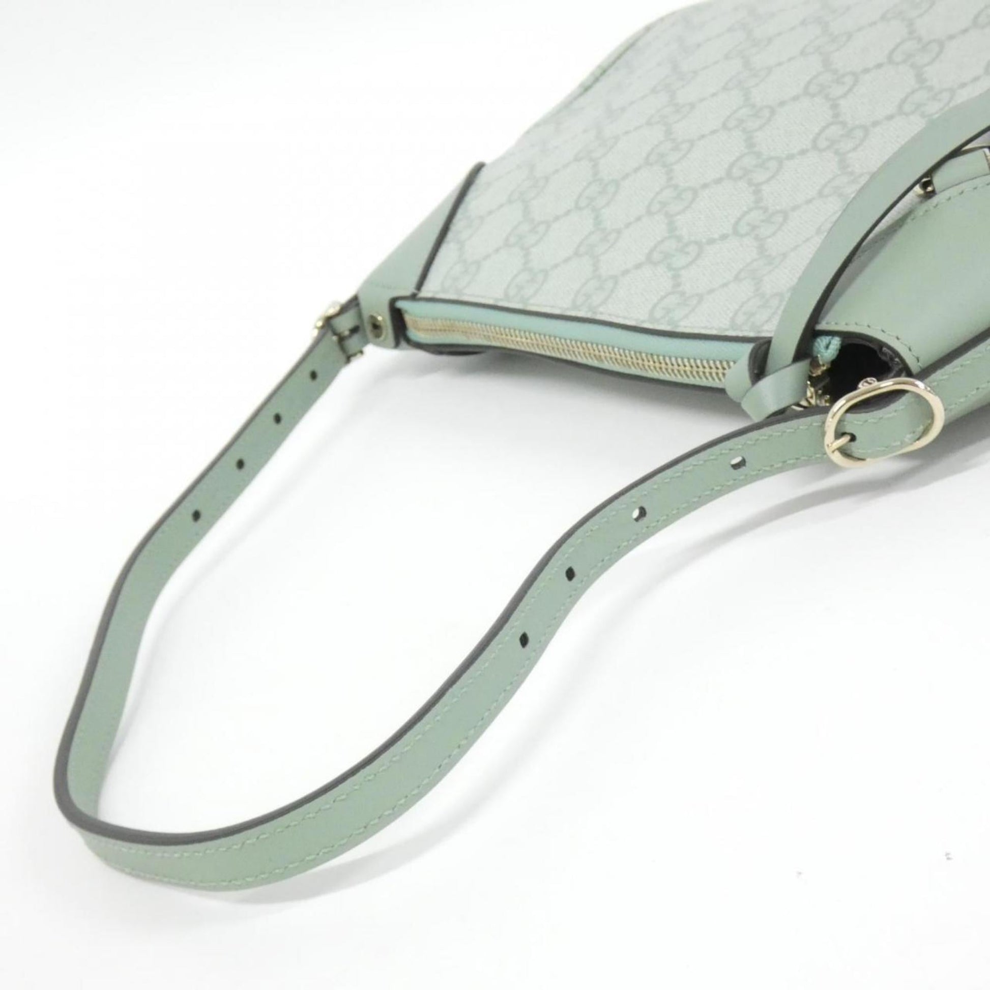 Gucci Green Light Green Coated Canvas Leather Shoulder Bag
