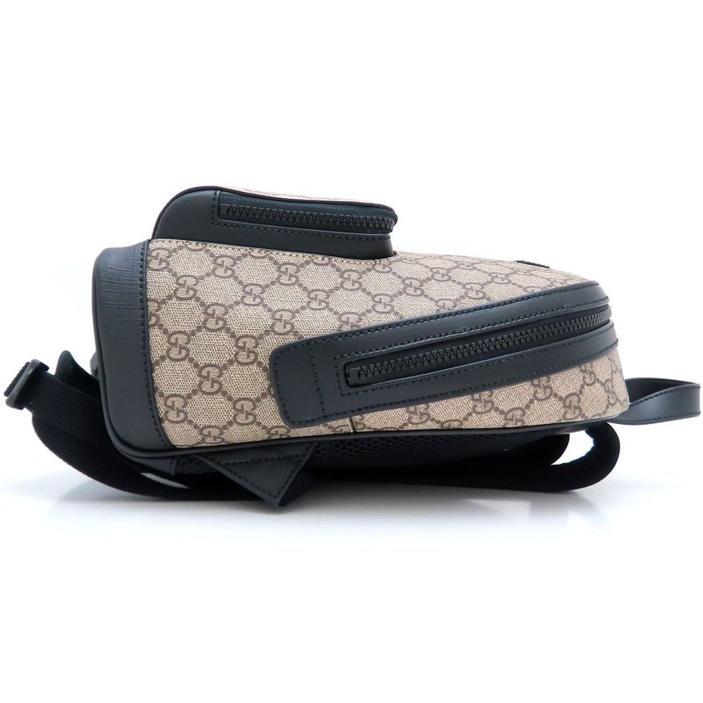 Gucci Beige Black Gg Supreme Leather Backpack