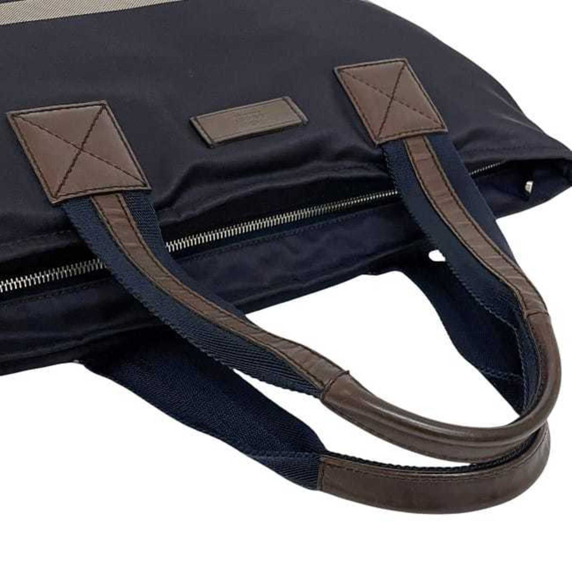 Gucci Navy Nylon Leather Tote Bag