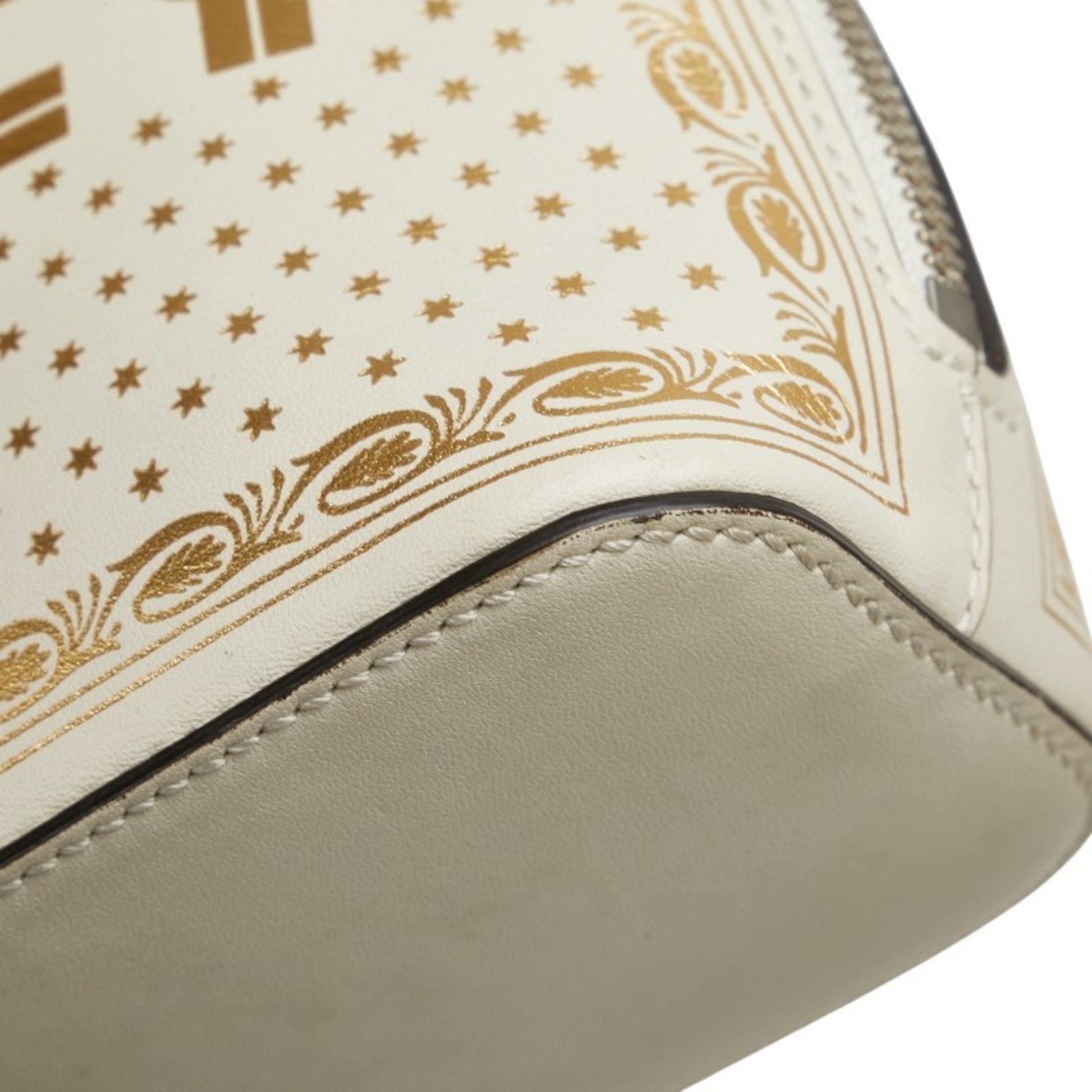Gucci Gold White Leather Shoulder Bag
