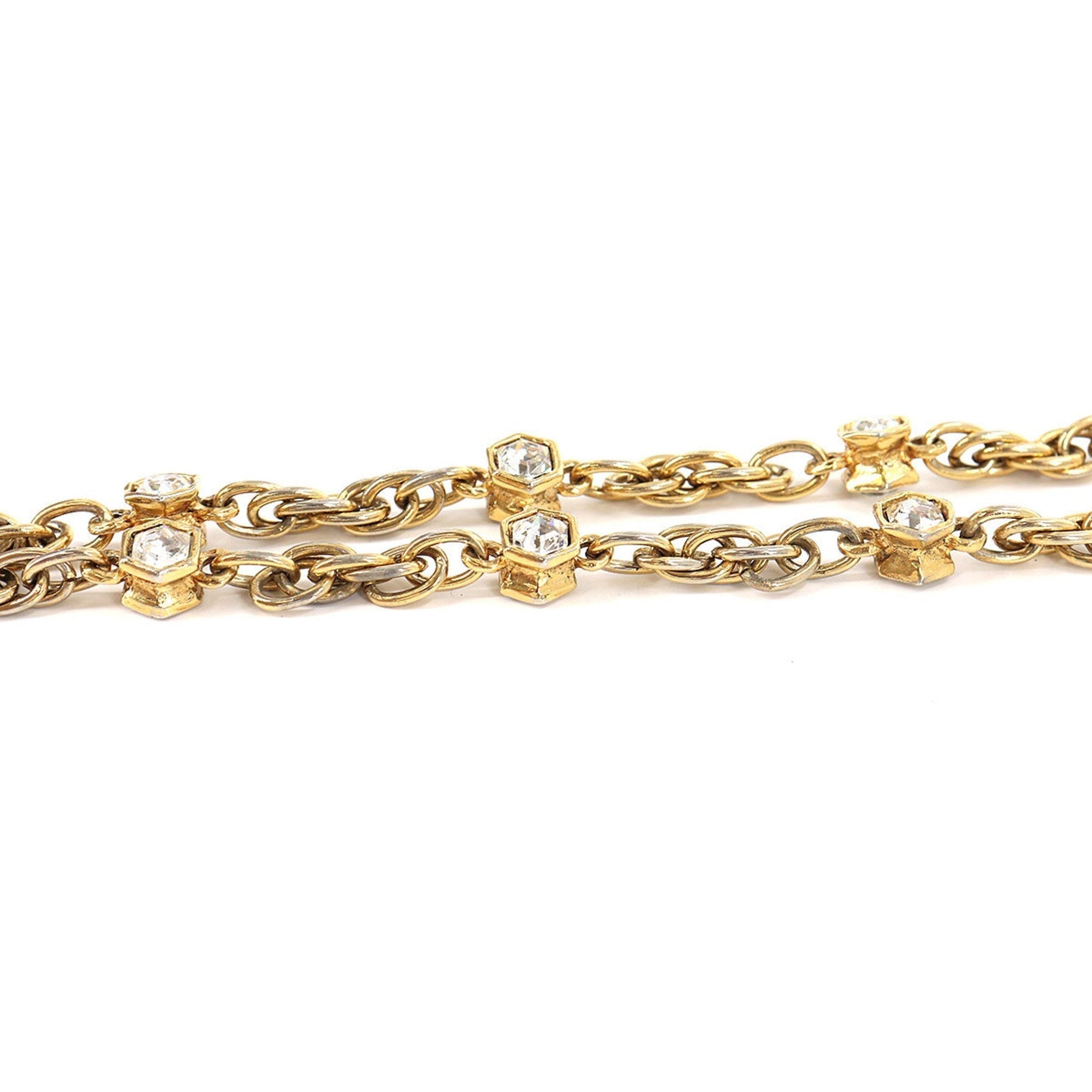 Chanel rhinestone here mark long necklace gold   accessories   Necklace