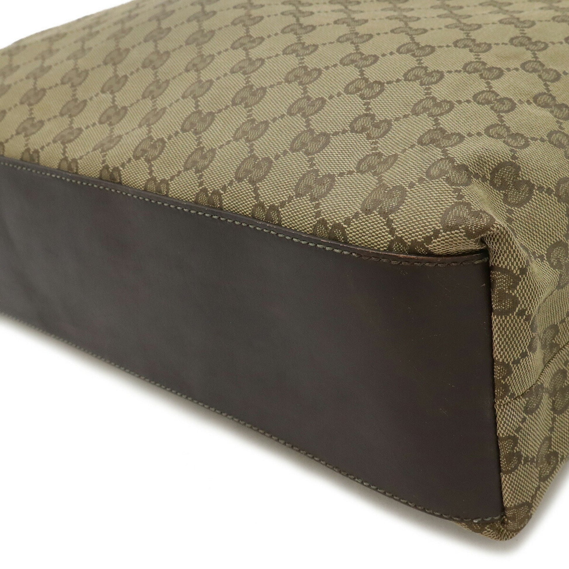 Gucci Gg Canvas Beige Dark Brown Green Khaki Gg Canvas Tote Bag