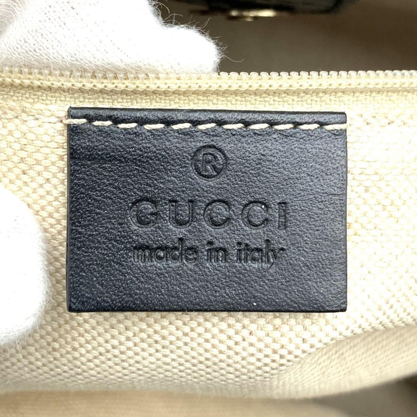 Gucci Beige Black Brown Canvas Leather Tote Bag