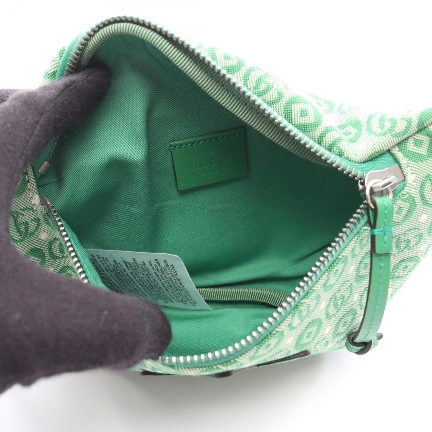 Gucci Green White Canvas Leather Fanny Pack
