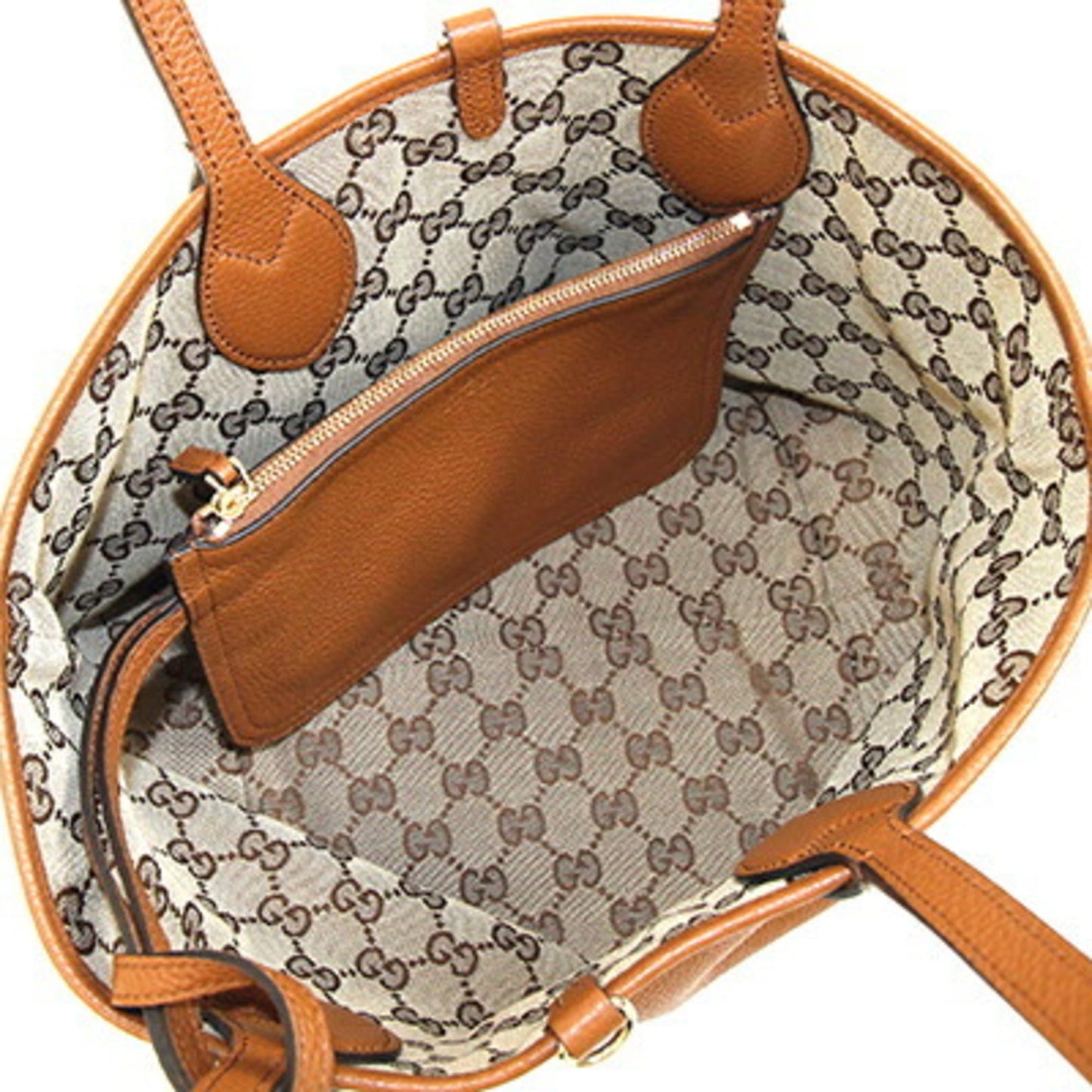 Gucci Brown Gg Canvas Leather Tote Bag
