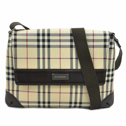 Burberry Shoulder Bag Leather Canvas Nylon Leather Shoulder Bag