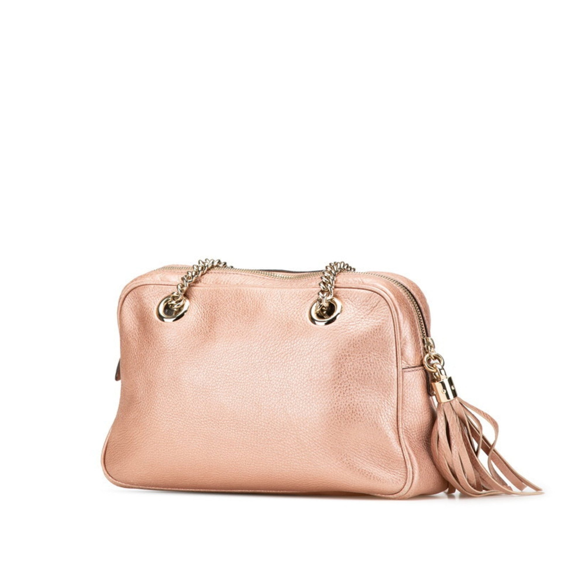 Gucci Gold Pink Leather Shoulder Bag