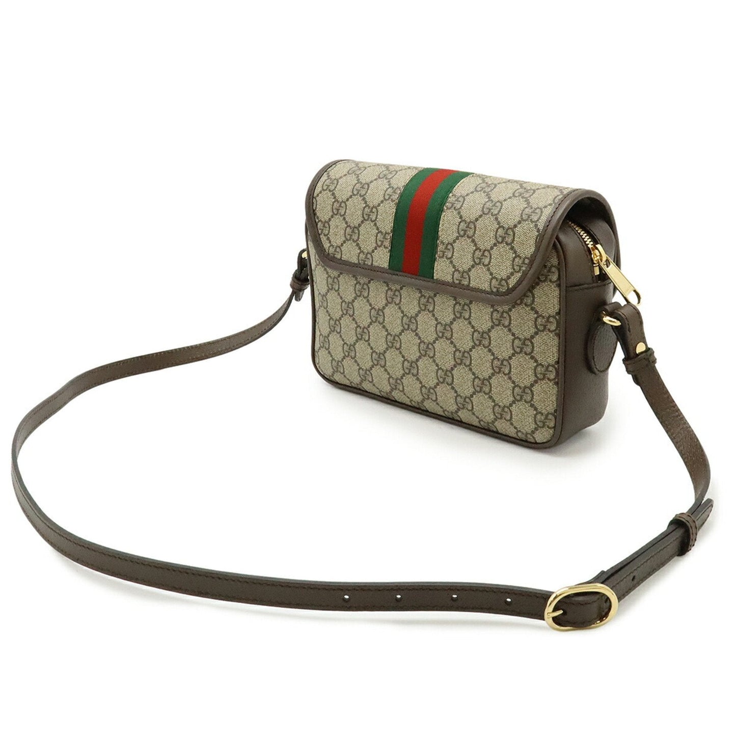 Gucci Beige Brown Green Red Color Gg Supreme Leather Shoulder Bag