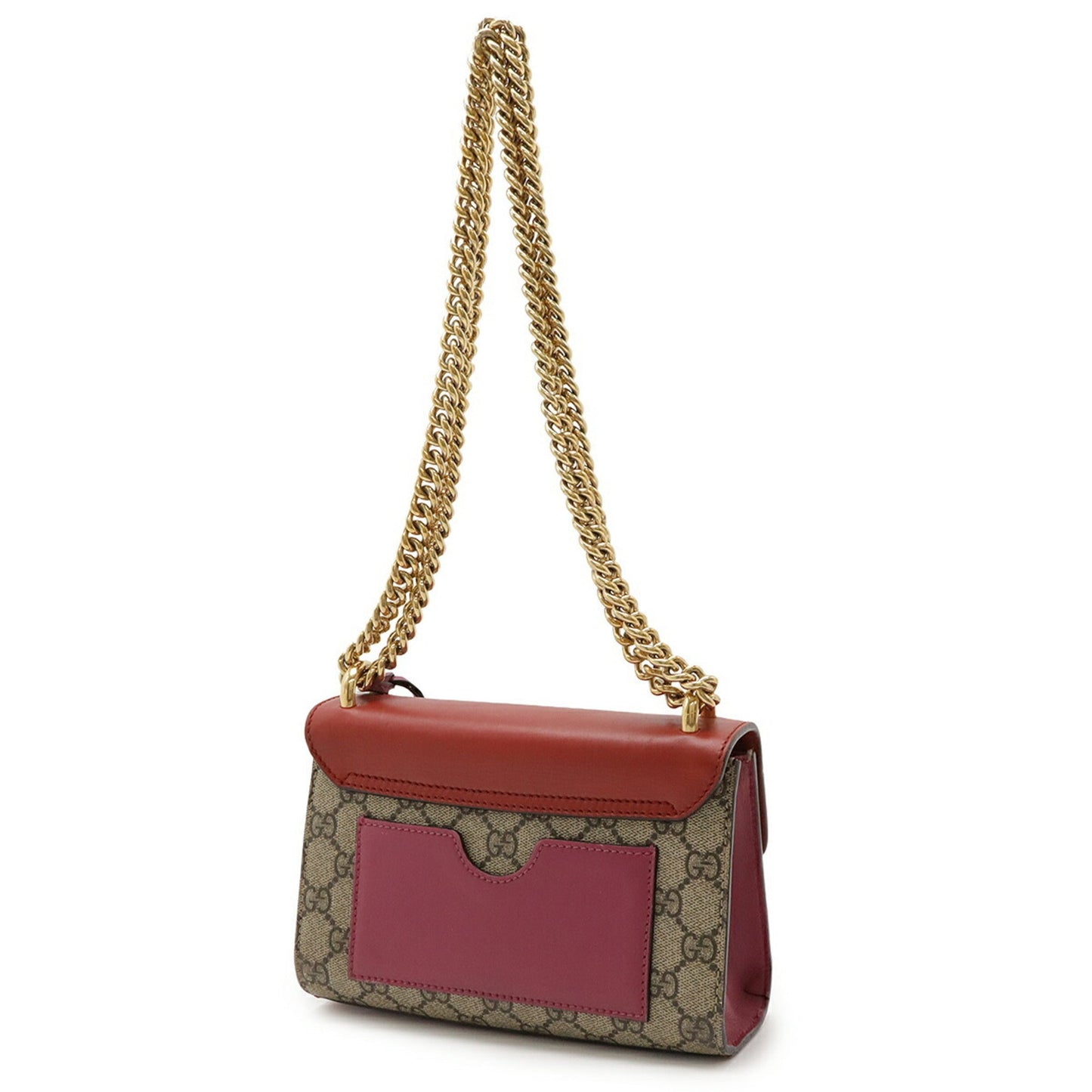 Gucci Beige Pink Red Color Gg Supreme Leather Shoulder Bag