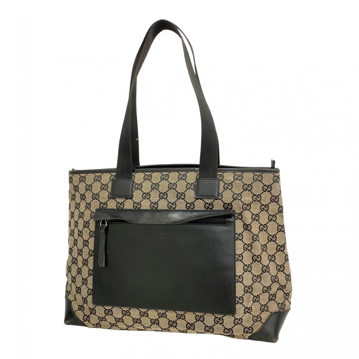 Gucci Beige Black Canvas Tote Bag