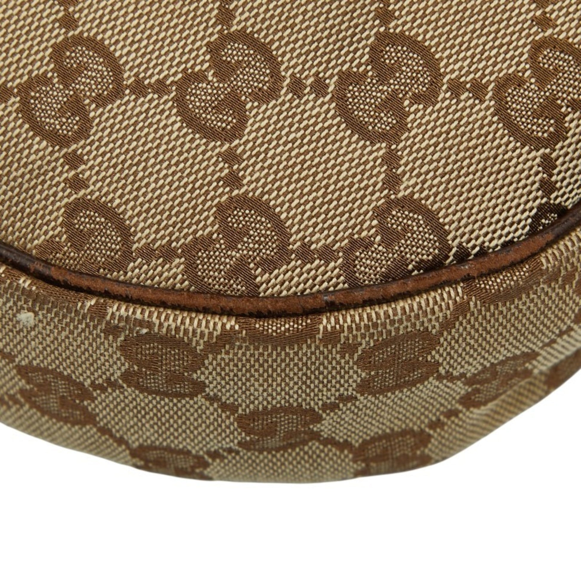 Gucci Beige Brown Canvas Leather Shoulder Bag