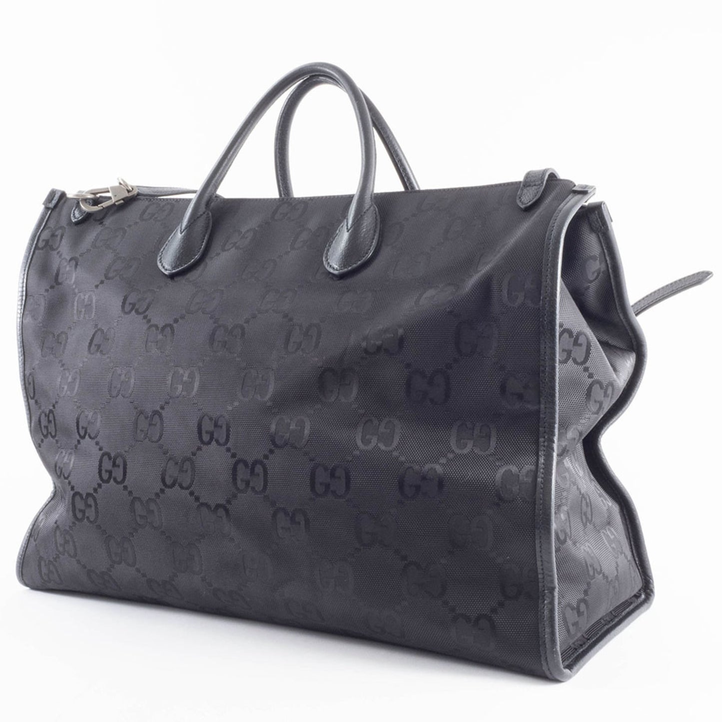 Gucci Black Nylon Leather Tote Bag
