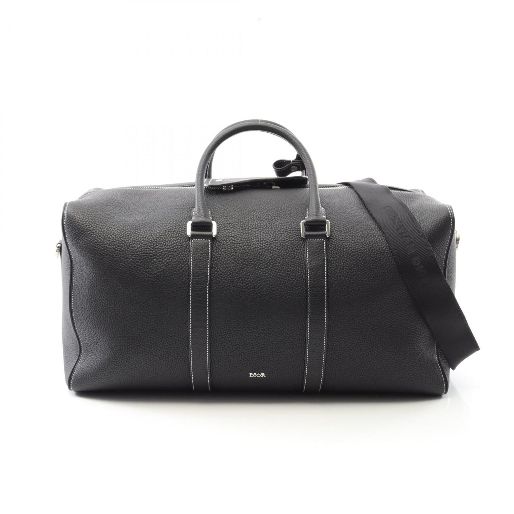 Dior Handbag Christian Boston Bag Leather Black