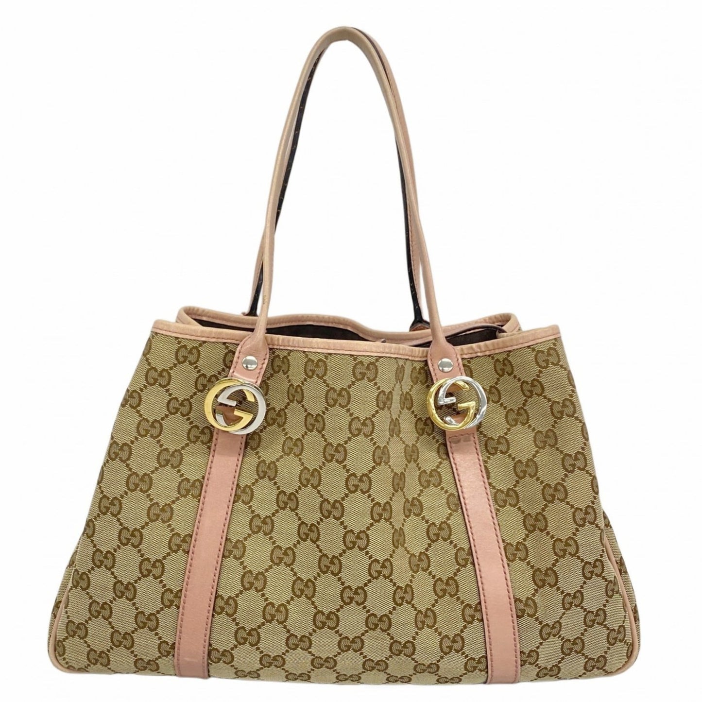 Gucci Beige Pink Canvas Tote Bag
