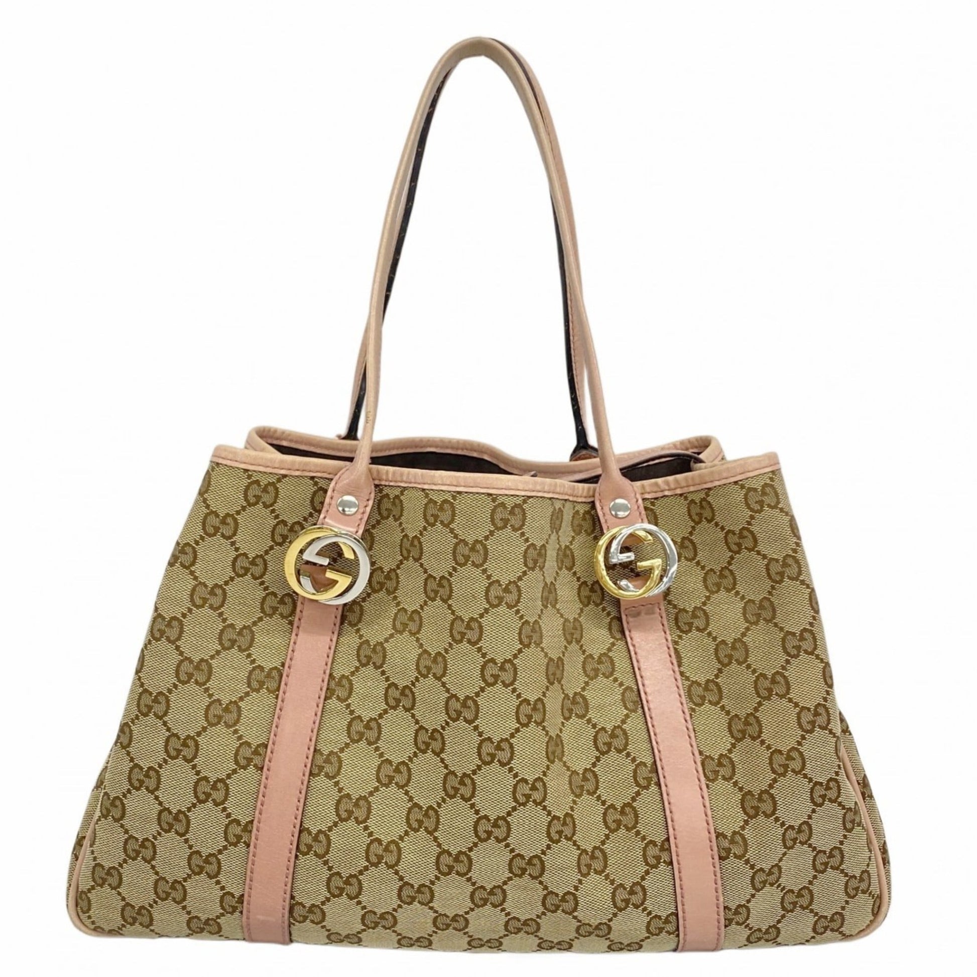 Gucci Beige Pink Canvas Tote Bag