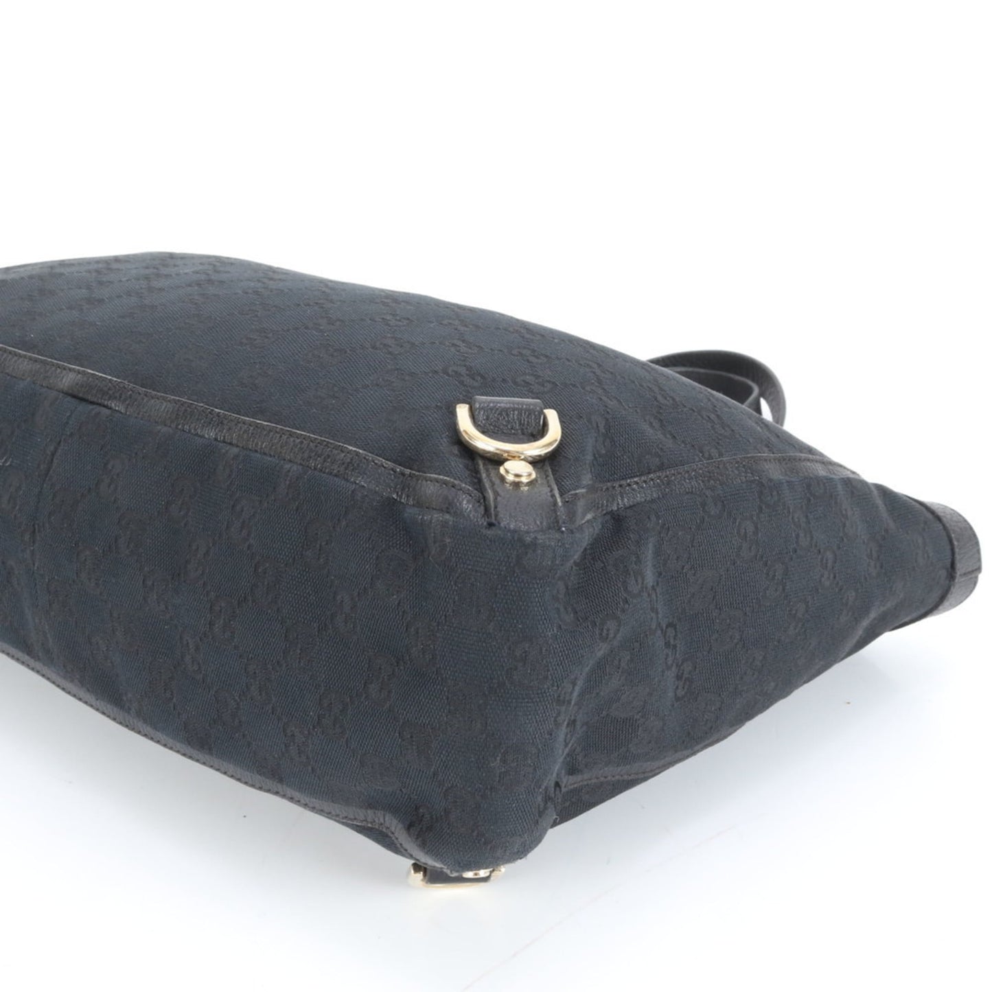 Gucci Black Leather Canvas Tote Bag