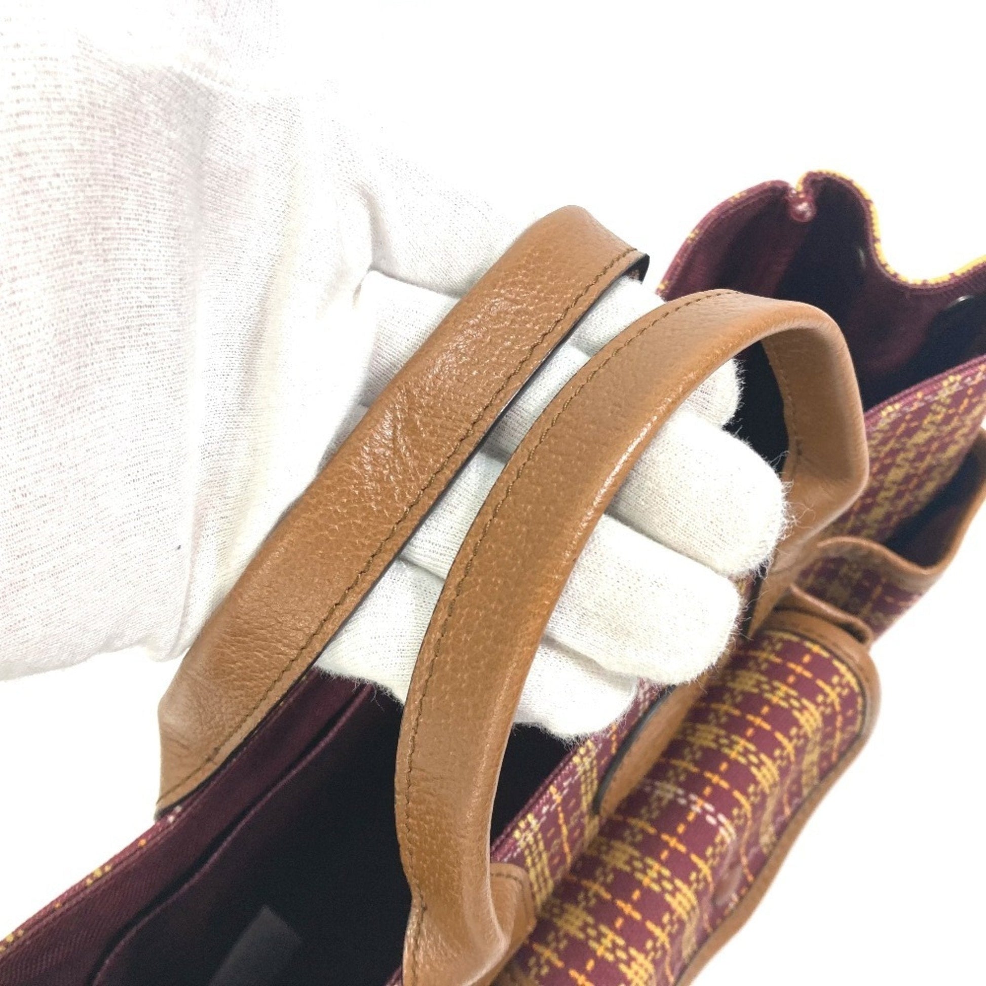 Gucci Bordeaux Brown Canvas Leather Handbag Tote Bag