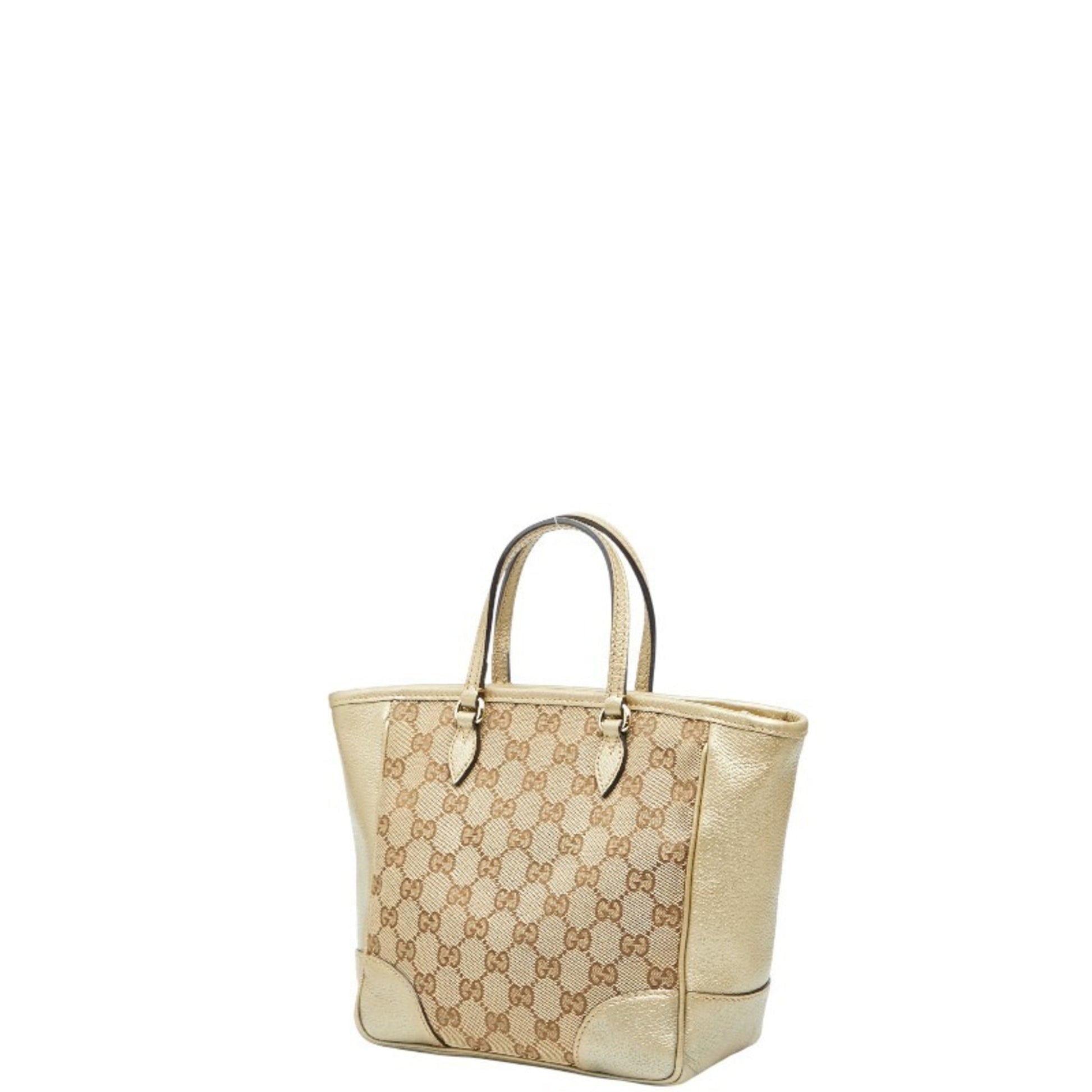 Gucci Gg Canvas Beige Gold Gg Canvas Leather Handbag Shoulder Bag