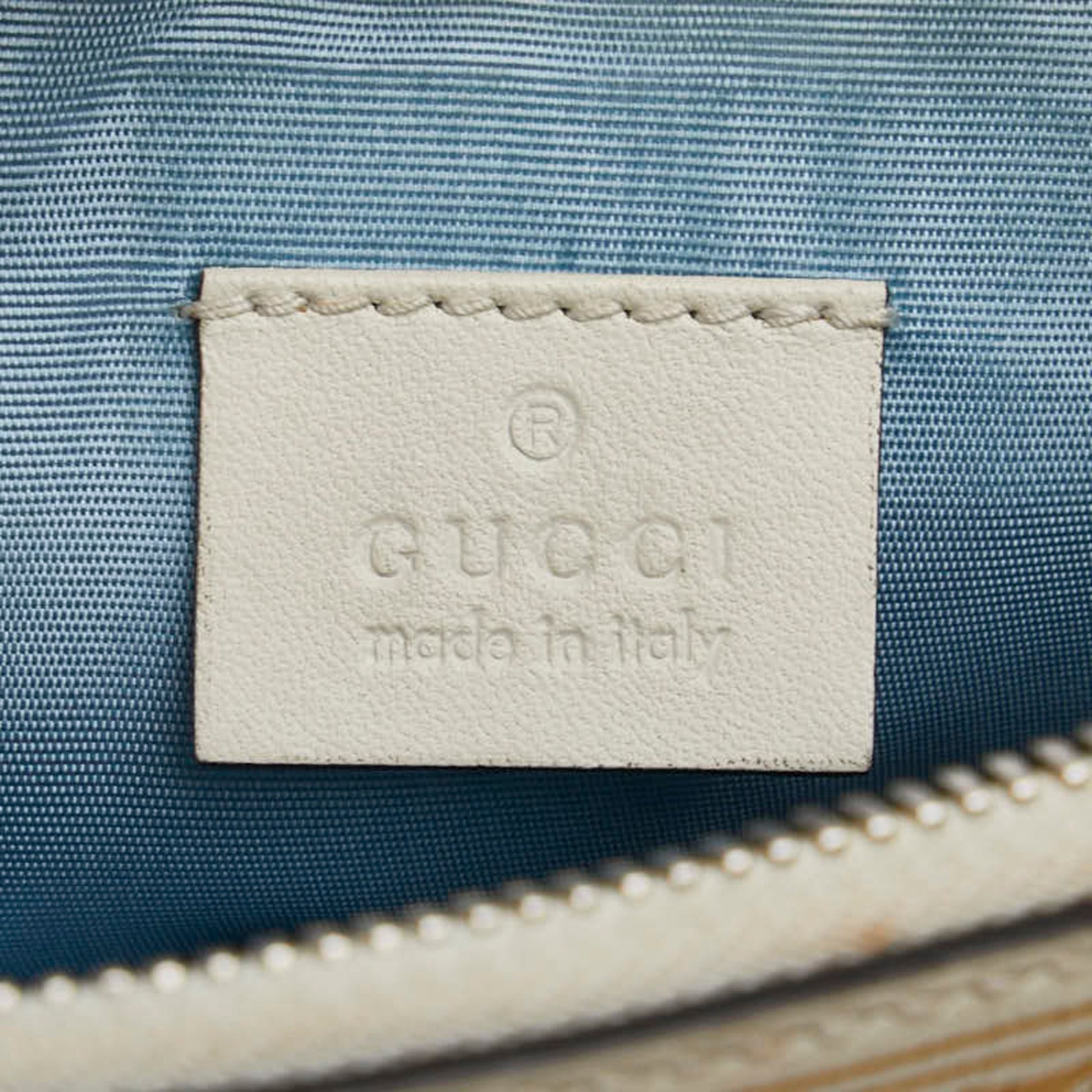 Gucci Gold White Leather Shoulder Bag