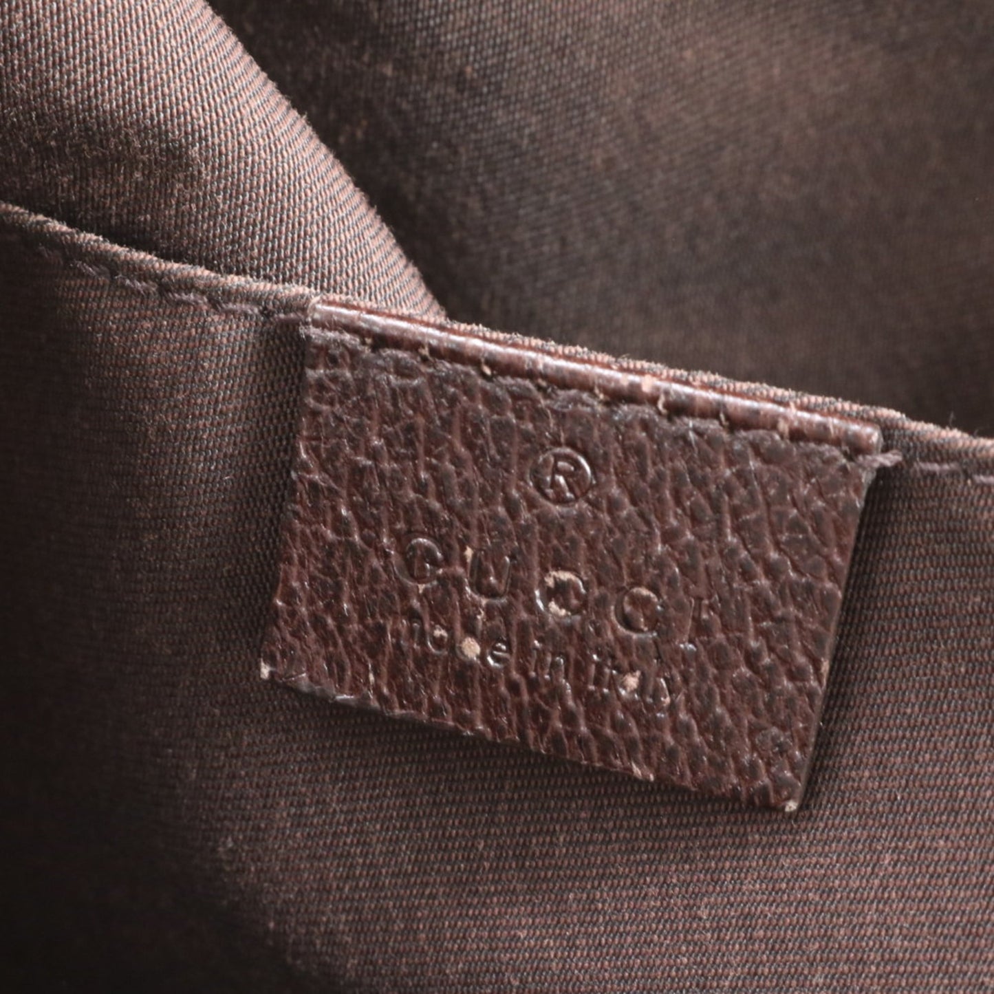 Gucci Brown Leather Canvas Tote Bag