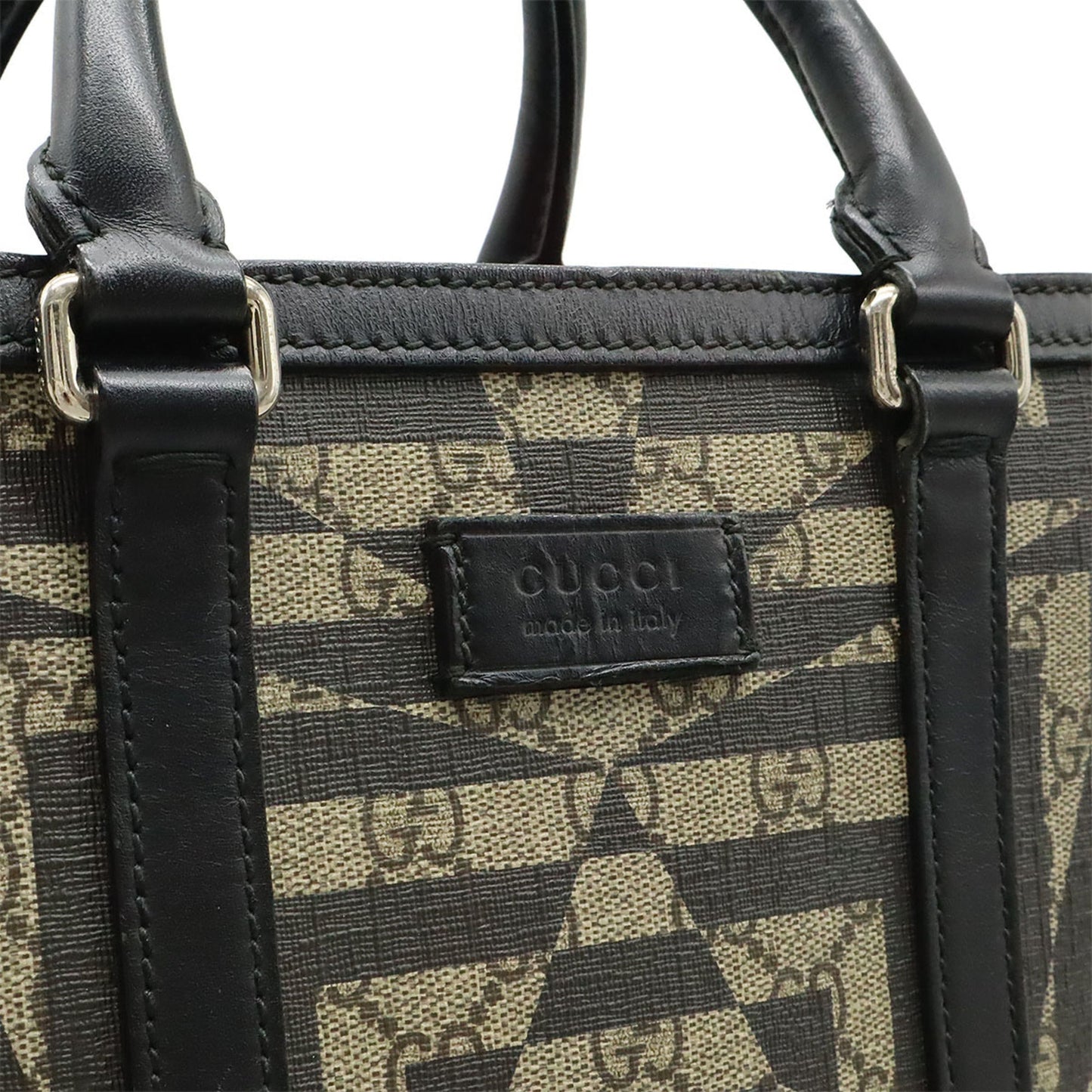 Gucci Beige Black Gg Supreme Leather Shoulder Bag Tote Bag