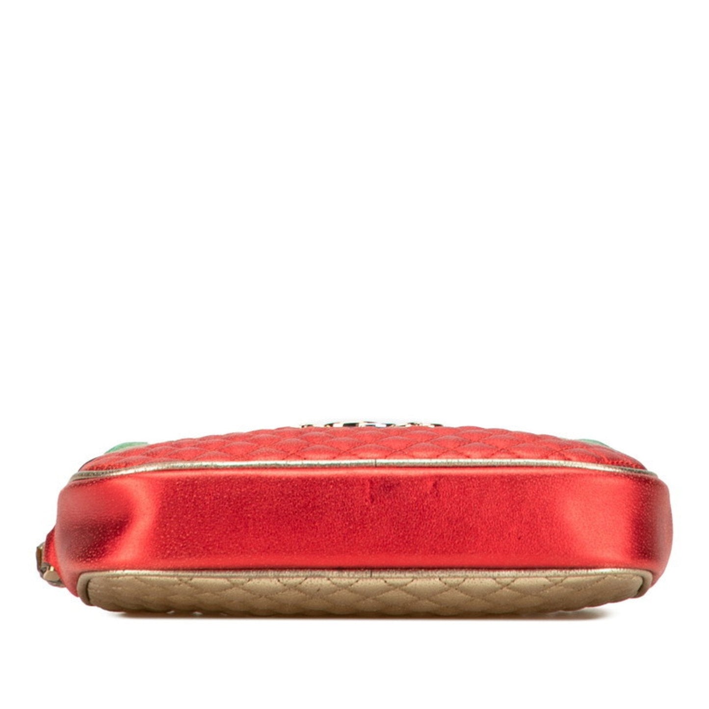 Gucci Gold Green Red Color Leather Clutch Bag
