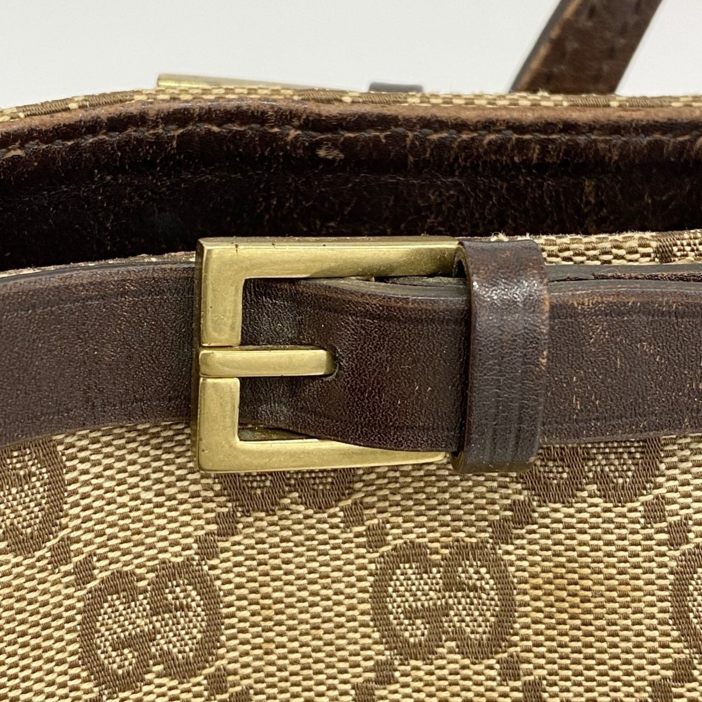 Gucci Beige Brown Canvas Handbag