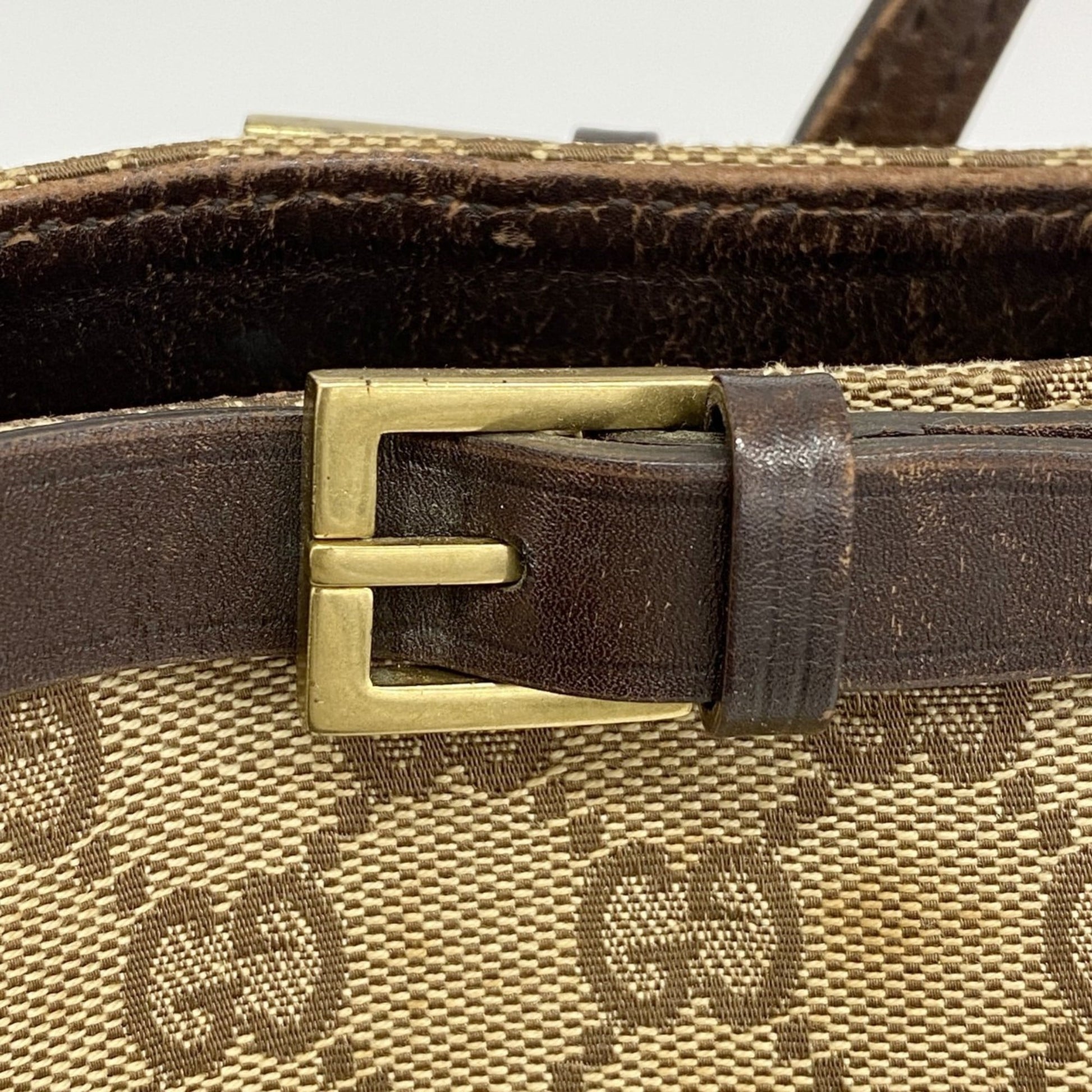 Gucci Beige Brown Canvas Handbag