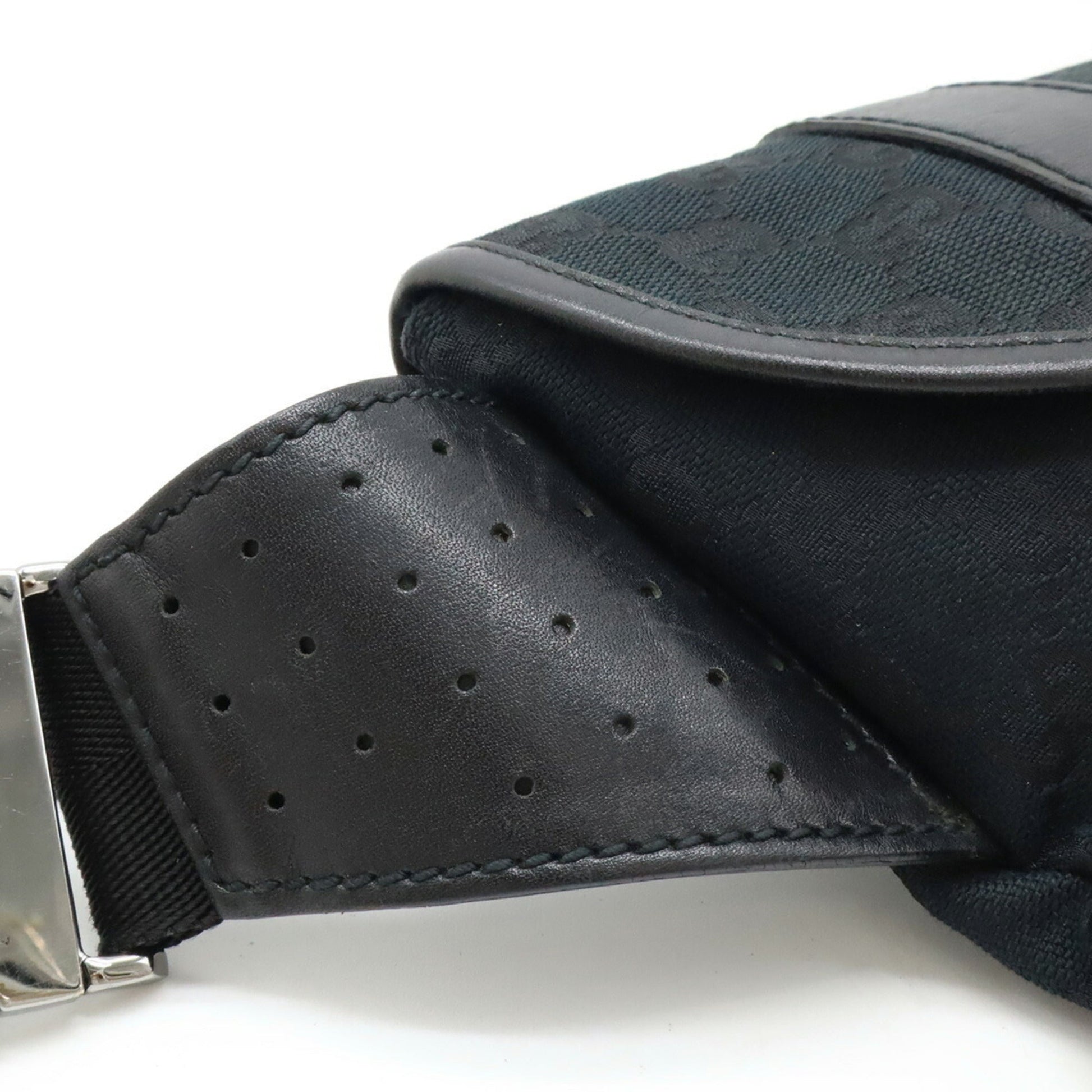 Gucci Black Gg Canvas Leather Pouch Sling Bag