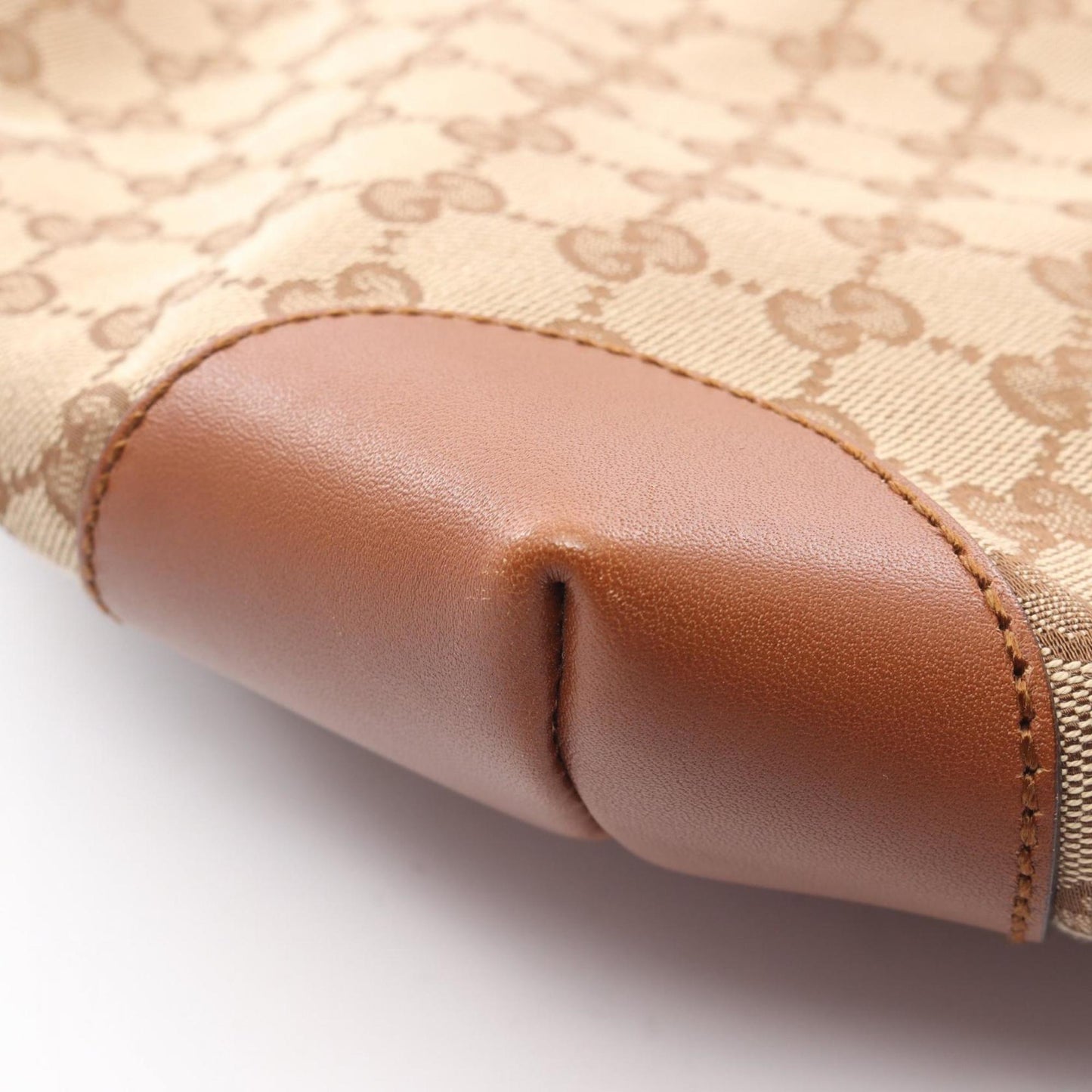 Gucci Beige Brown Canvas Leather Shoulder Bag