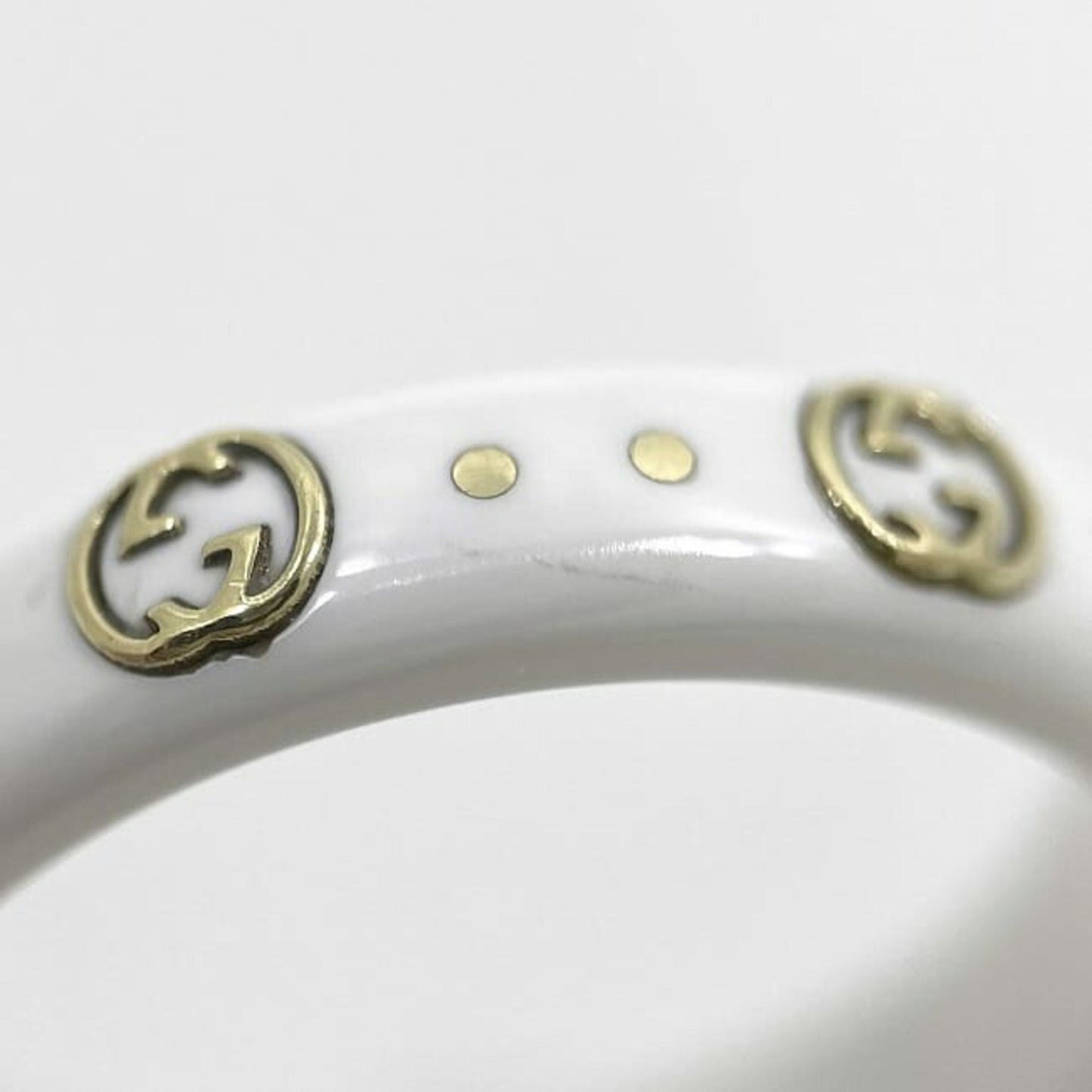 Gucci White Yellow Gold Ceramic Yellow Gold (18K) Band Ring