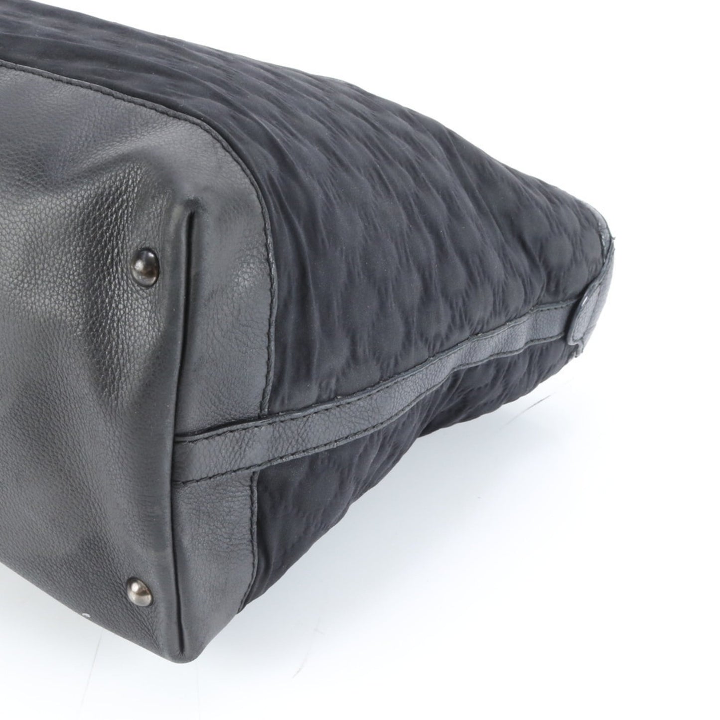 Gucci Black Leather Nylon Tote Bag