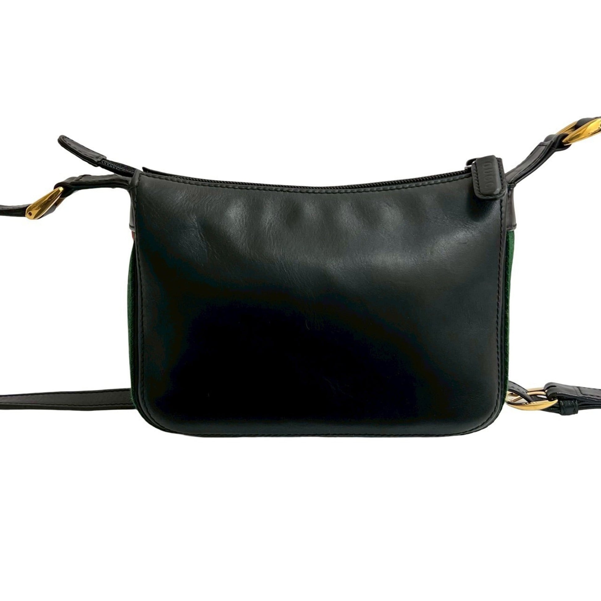 Gucci Black Green Red Color Leather Pochette Shoulder Bag